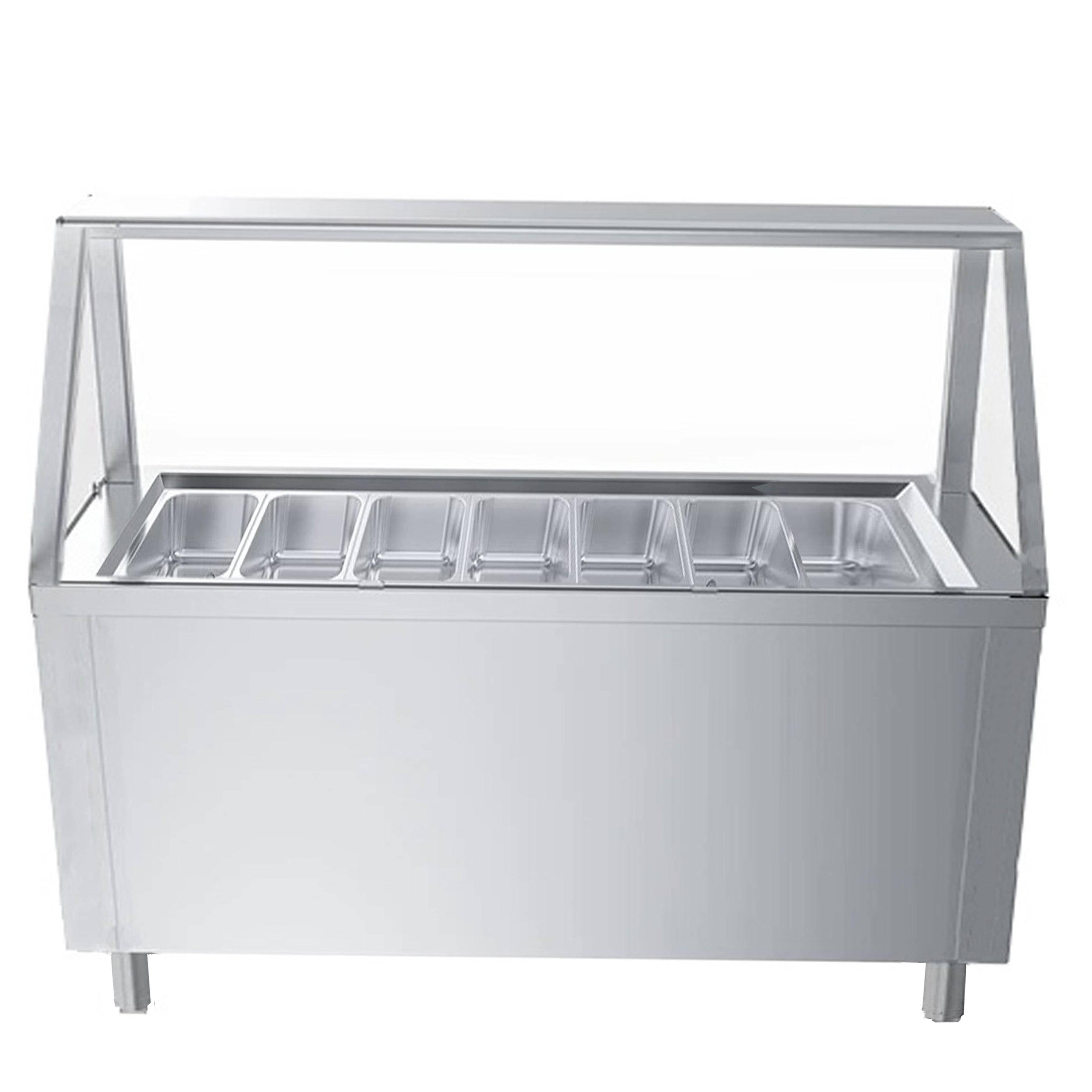 Turbo Range, WF-2600-7P, 103" Electric Hot Table with 7 Wells & Glass - Chefcoca