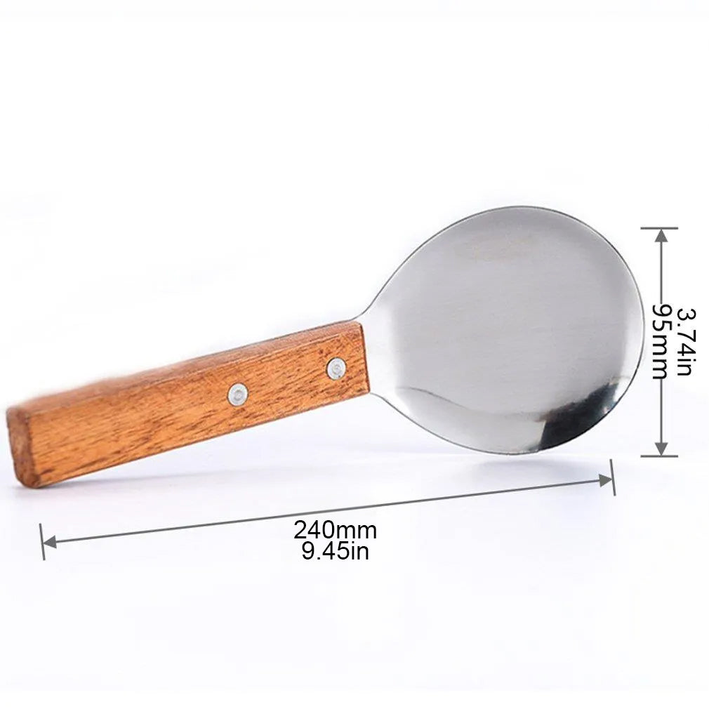 Stainless Steel Rice Paddle with Wood Handle - Chefcoca