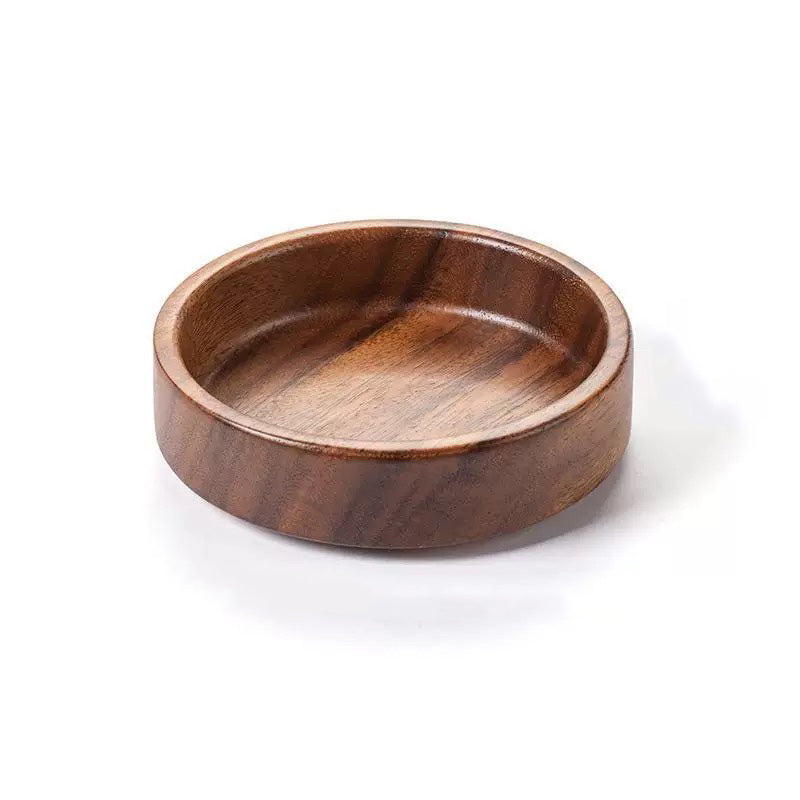 Wooden Round Snack Serving Deep Plate - Chefcoca
