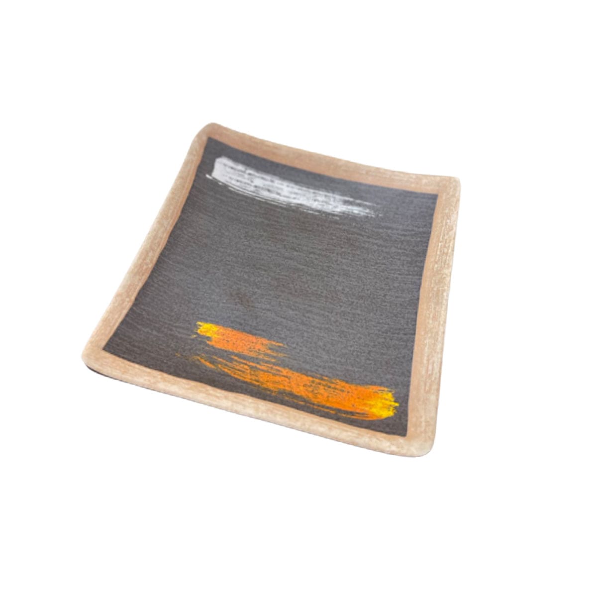 6" Melamine Black Square Plate with white & golden pattern (4415G) - Chefcoca