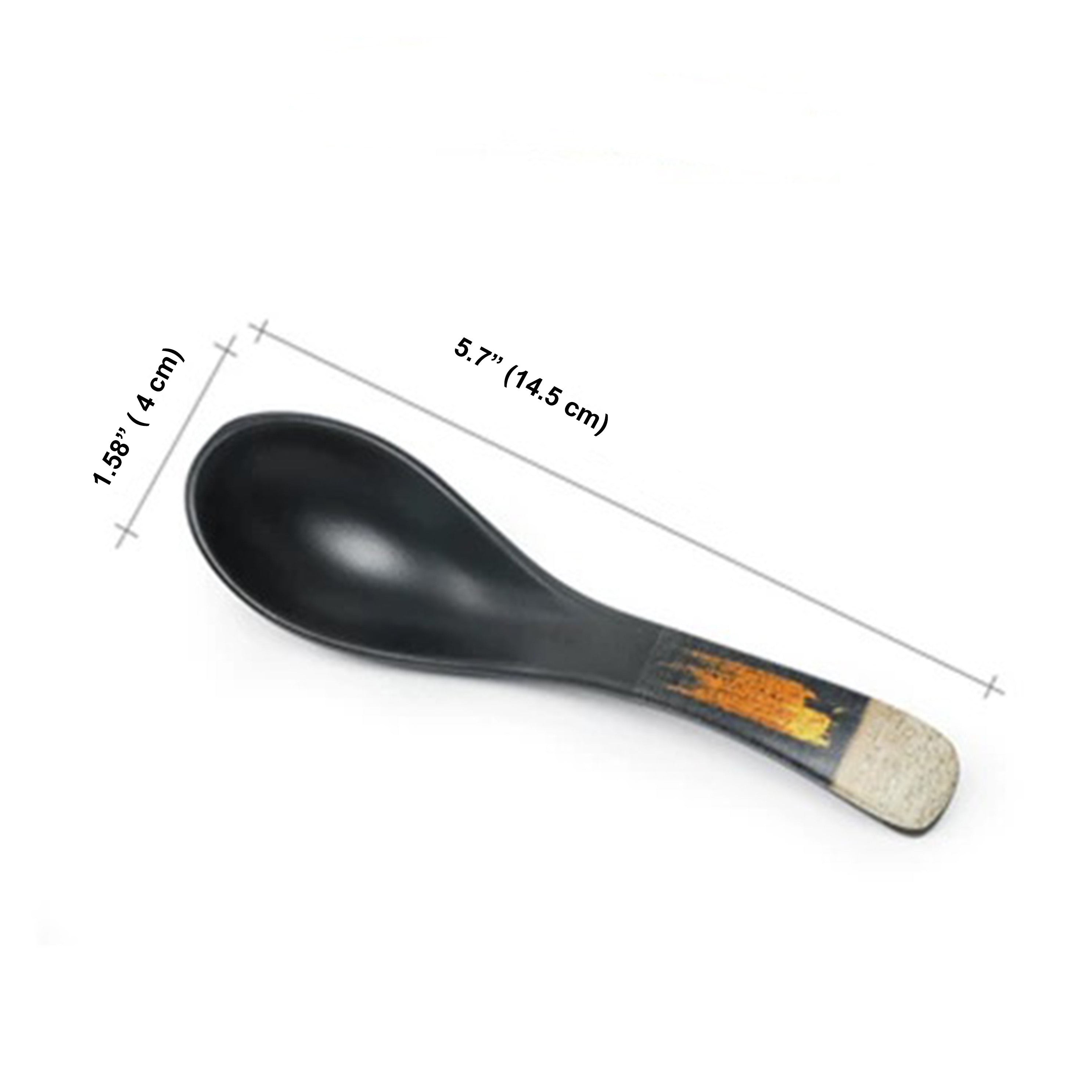 5.7" Long Melamine black Spoon with white & golden pattern (WTS09G) - Chefcoca