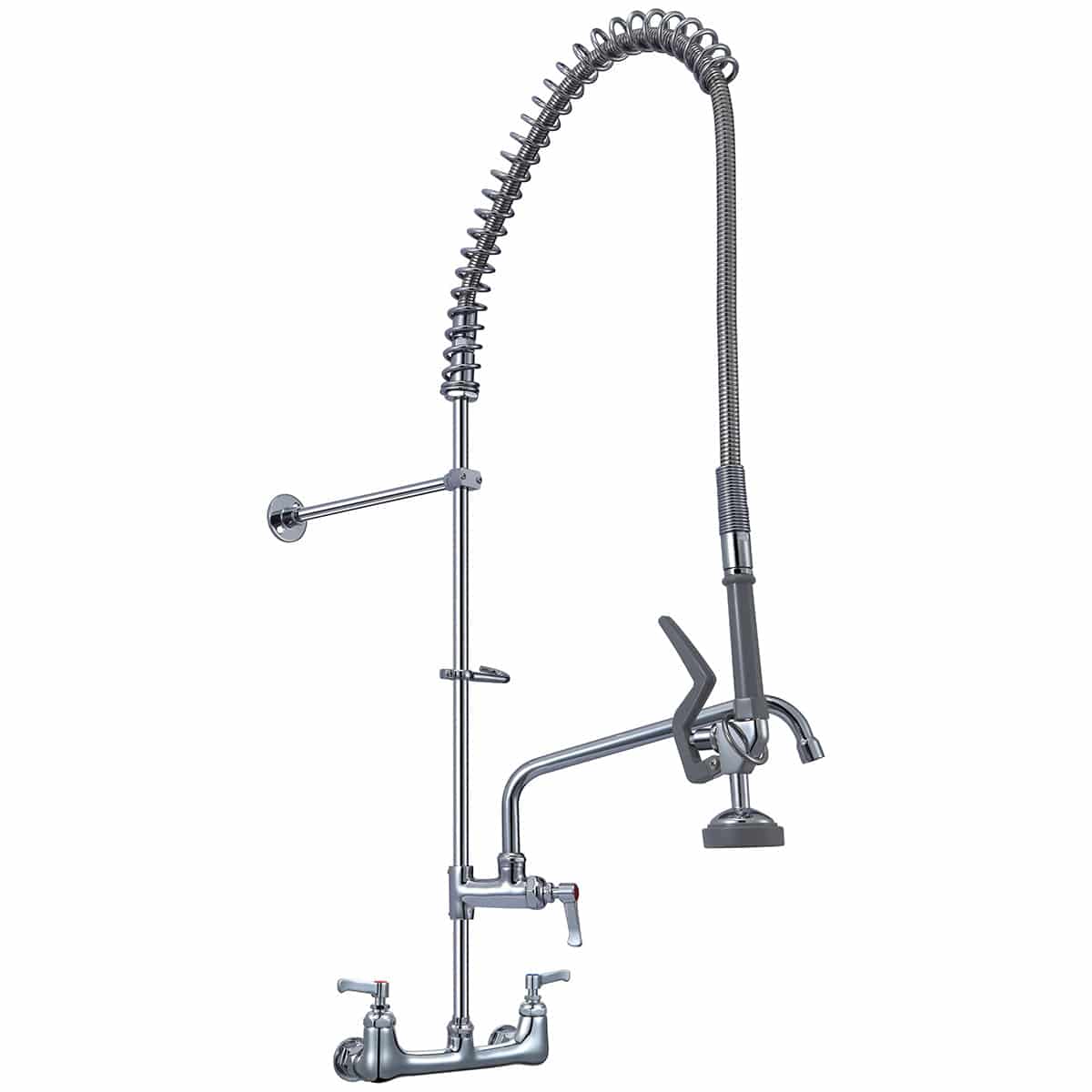Wall-Mounted Pre-Rinse Assembly with 8" Centers with 12" Swing Faucet - Chefcoca