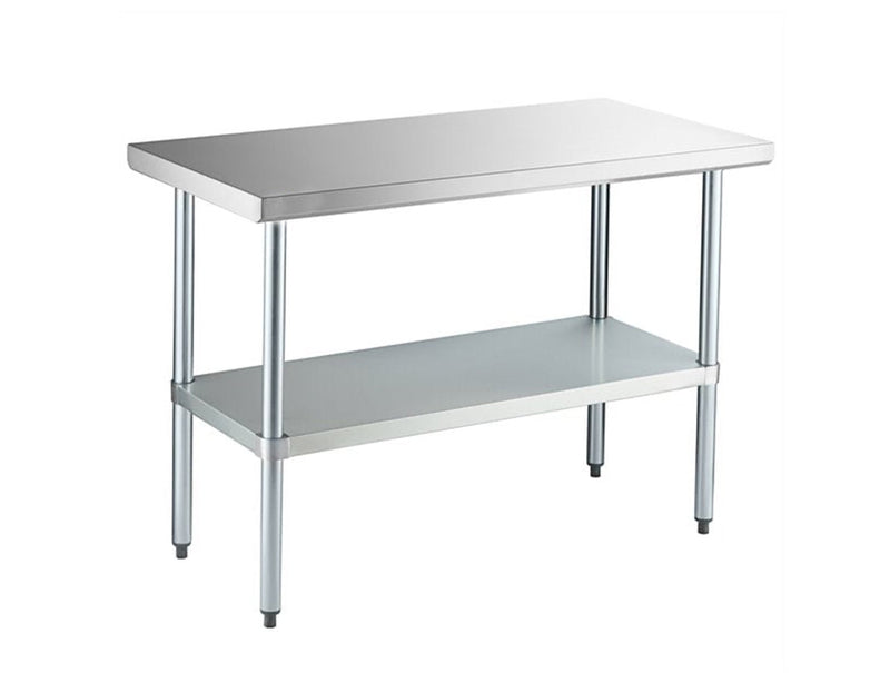24" x 48" 14-Gauge 430 Stainless Steel Commercial Work Table with Stainless Steel Legs and Undershelf