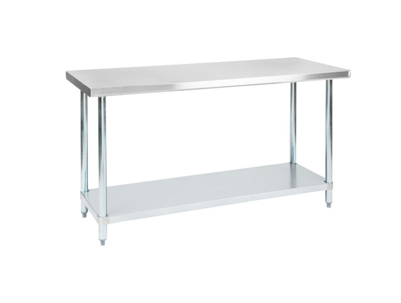 24" x 60" 14-Gauge 430 Stainless Steel Commercial Work Table with Galvanized Legs and Undershelf
