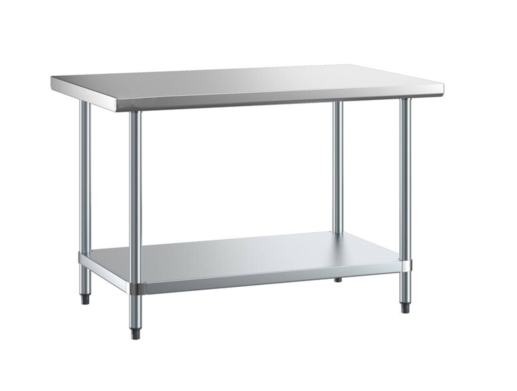 30" x 48" 14-Gauge 430 Stainless Steel Commercial Work Table with Galvanized Legs and Undershelf - Chefcoca
