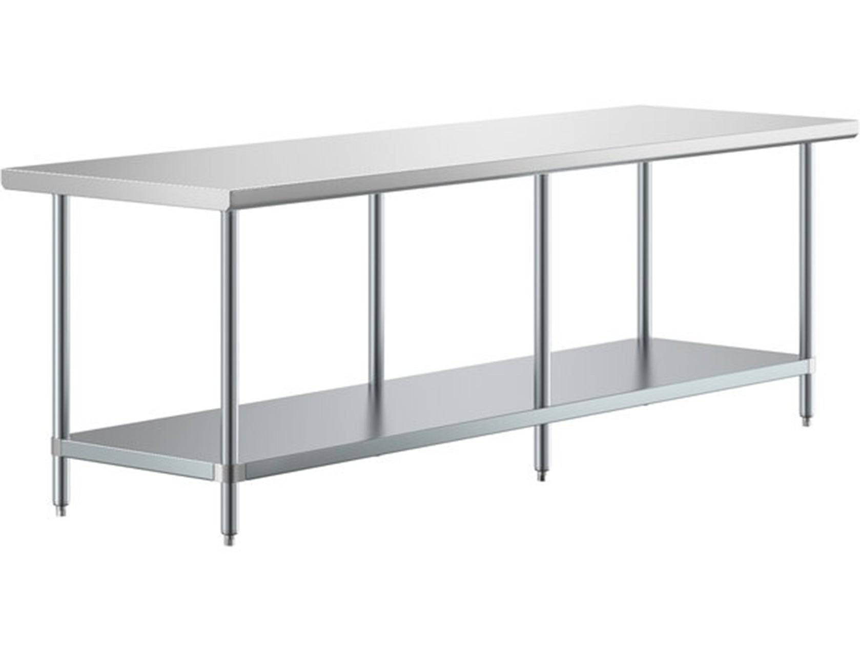 30"x 96" 16 Gauge 430 Stainless Steel Work Table with Undershelf - Chefcoca