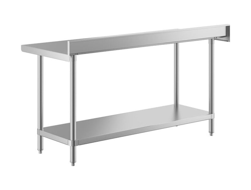 24" x 60" 14-Gauge Stainless Steel Commercial Work Table with 4" Backsplash and Undershelf