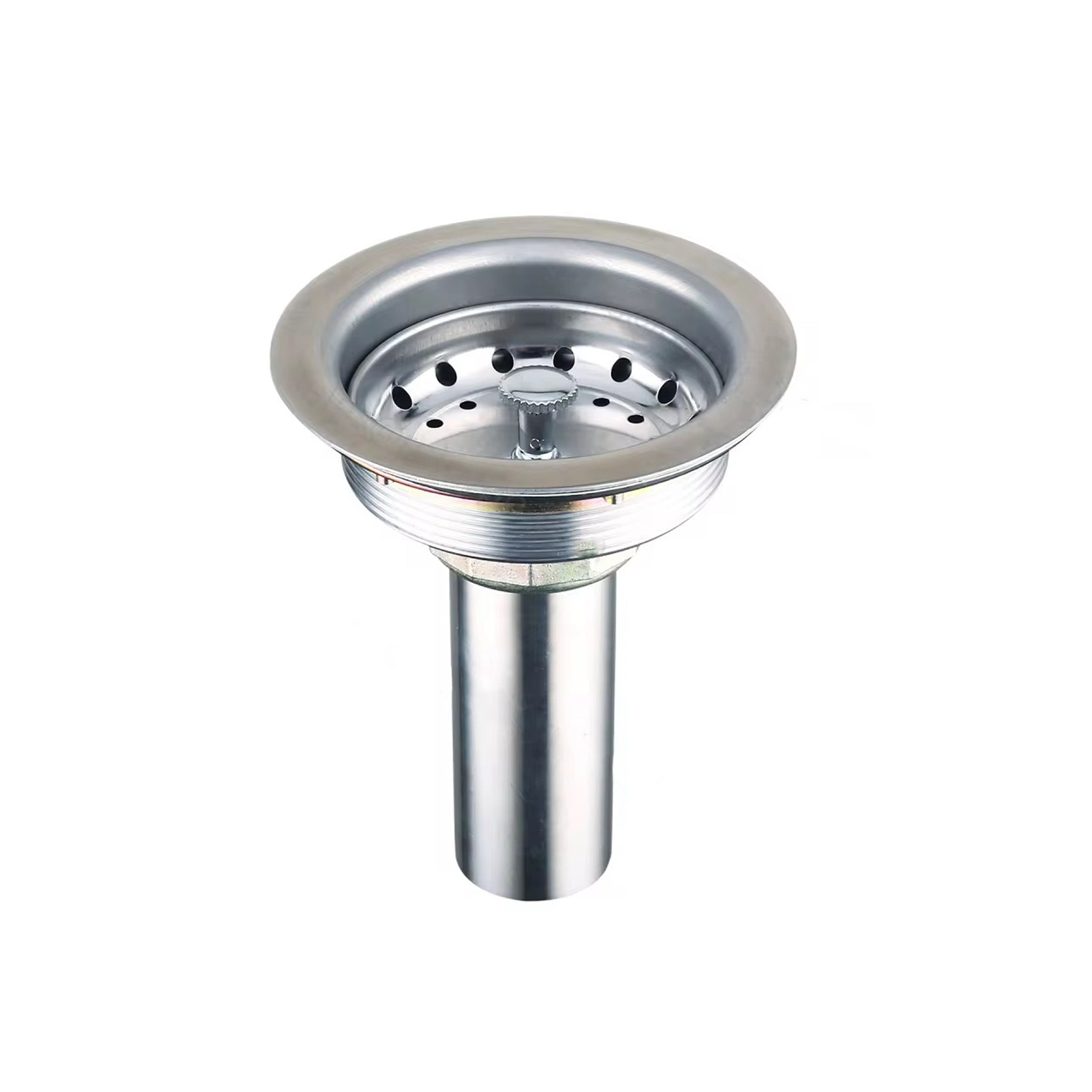 Chrome-Plated Sink Drain with Basket Strainer and Tailpiece, Large - Chefcoca