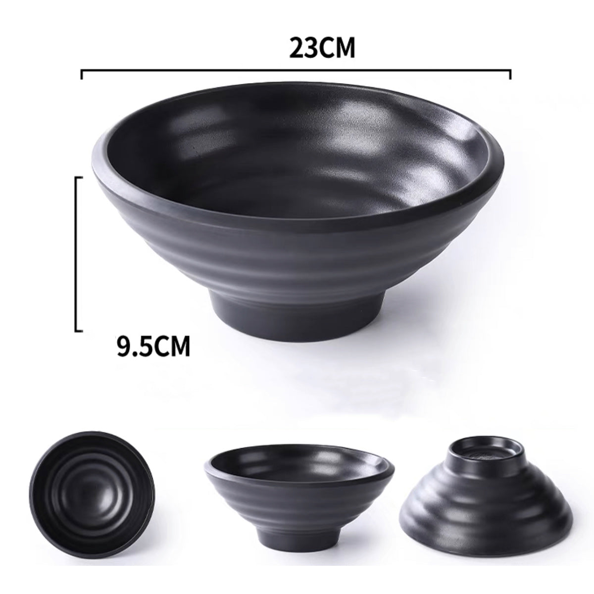 Matte Black Round Melamine Noodle Bowl (YG145001) - Chefcoca
