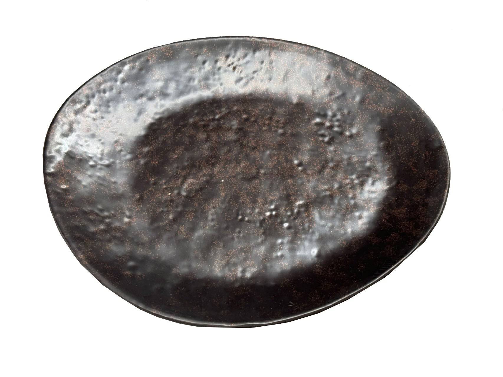 10.6" Melamine Dark Brown Irregular Plate with Golden Dots (YJXP-001) - Chefcoca