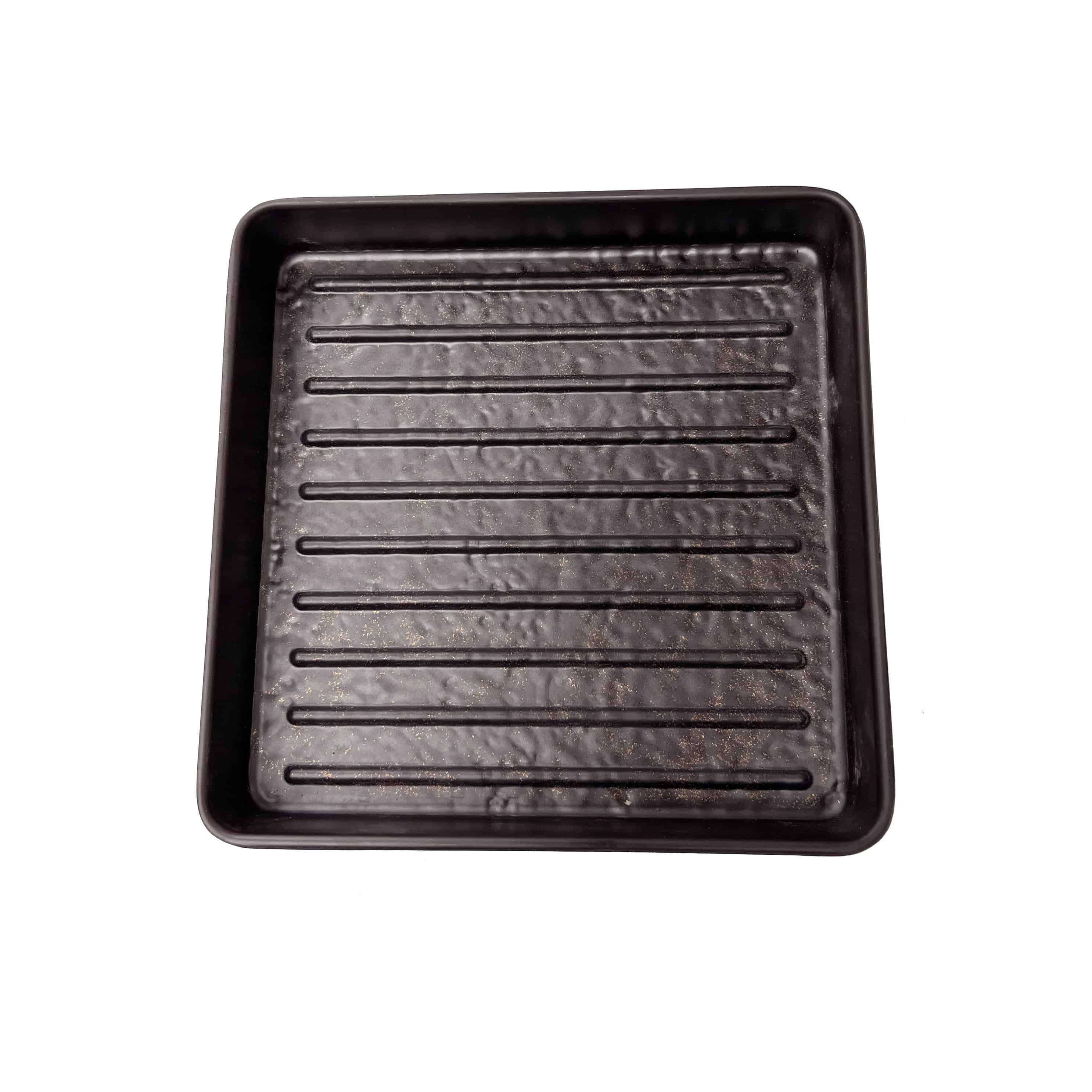 6 3/8" Melamine Dark Brown Square Plate with Golden Dots (YJXP-005) - Chefcoca