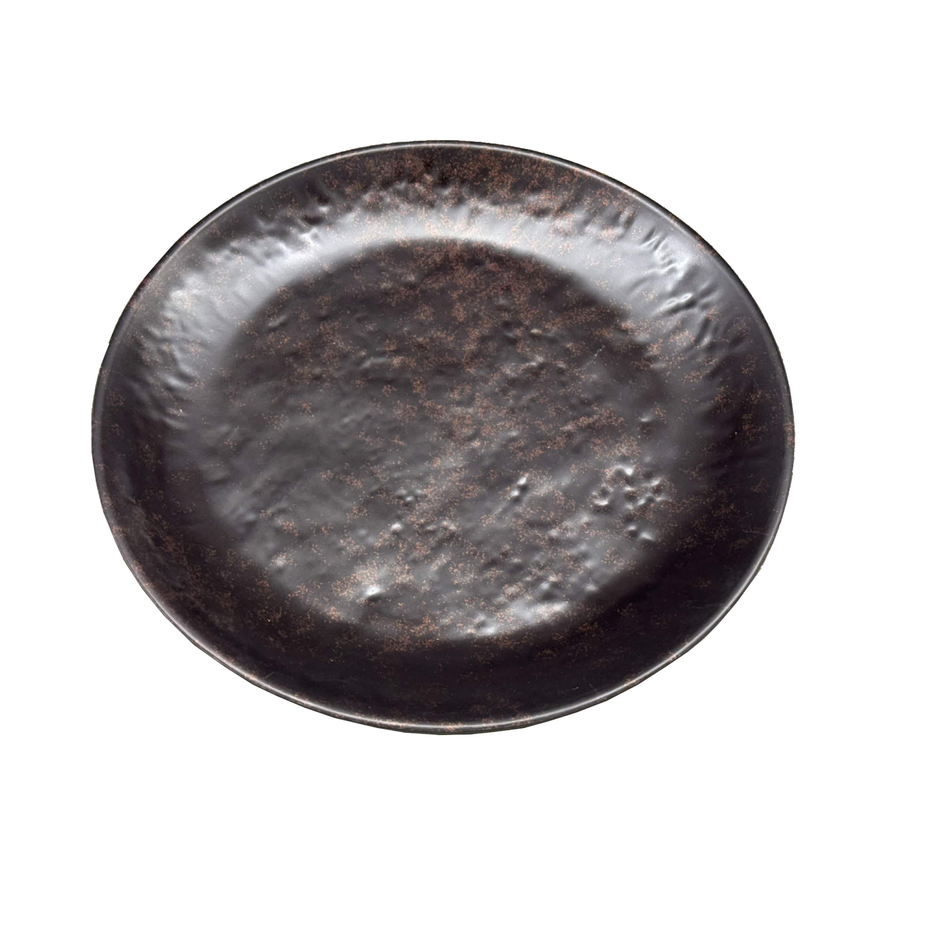 8" Melamine Dark Brown Round Plate with Golden Dots (YJXP-008) - Chefcoca