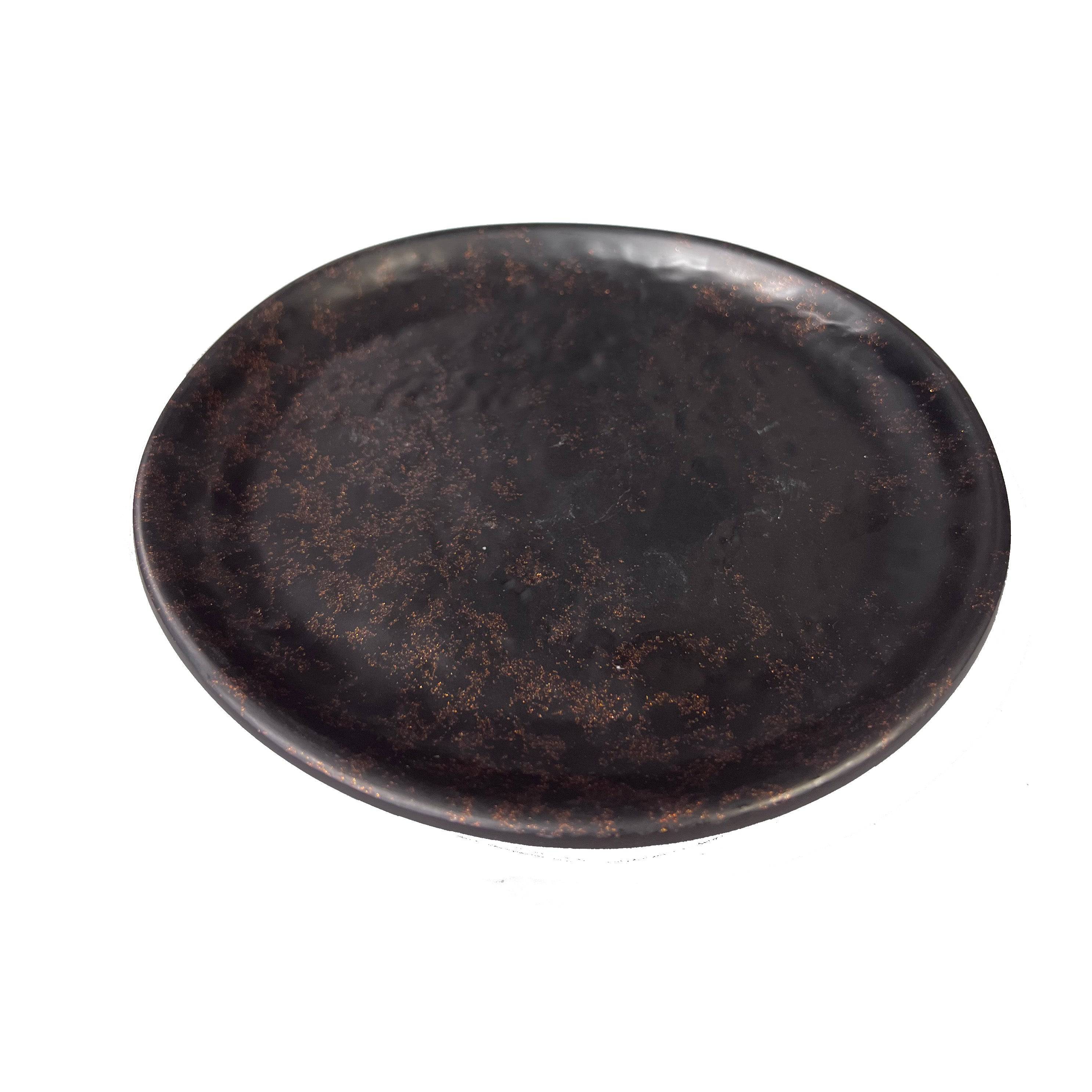 7" Melamine Dark Brown Irregular Plate with Golden Dots (YJXP-019) - Chefcoca