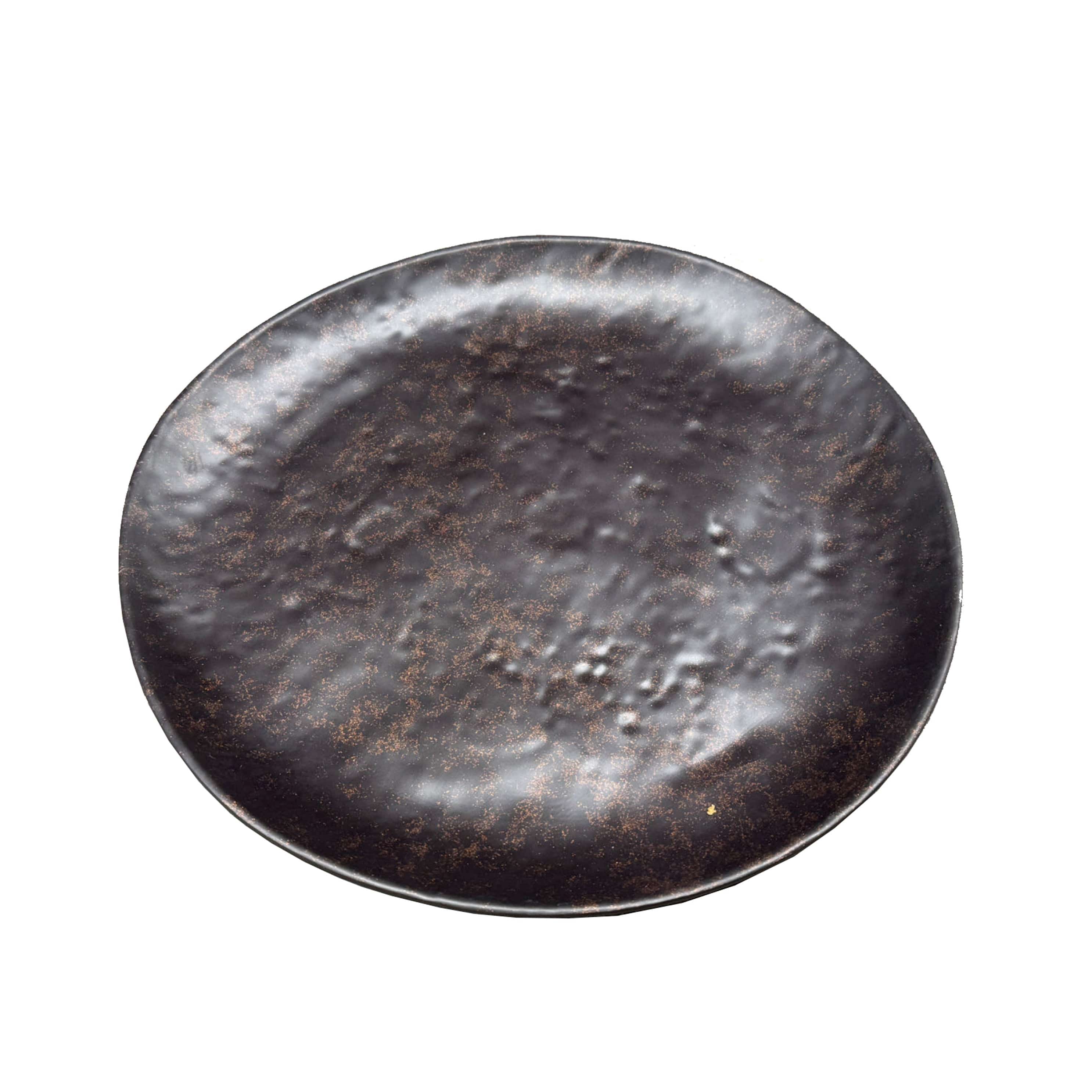 9" Melamine Dark Brown Irregular Plate with Golden Dots (YJXP-021) - Chefcoca