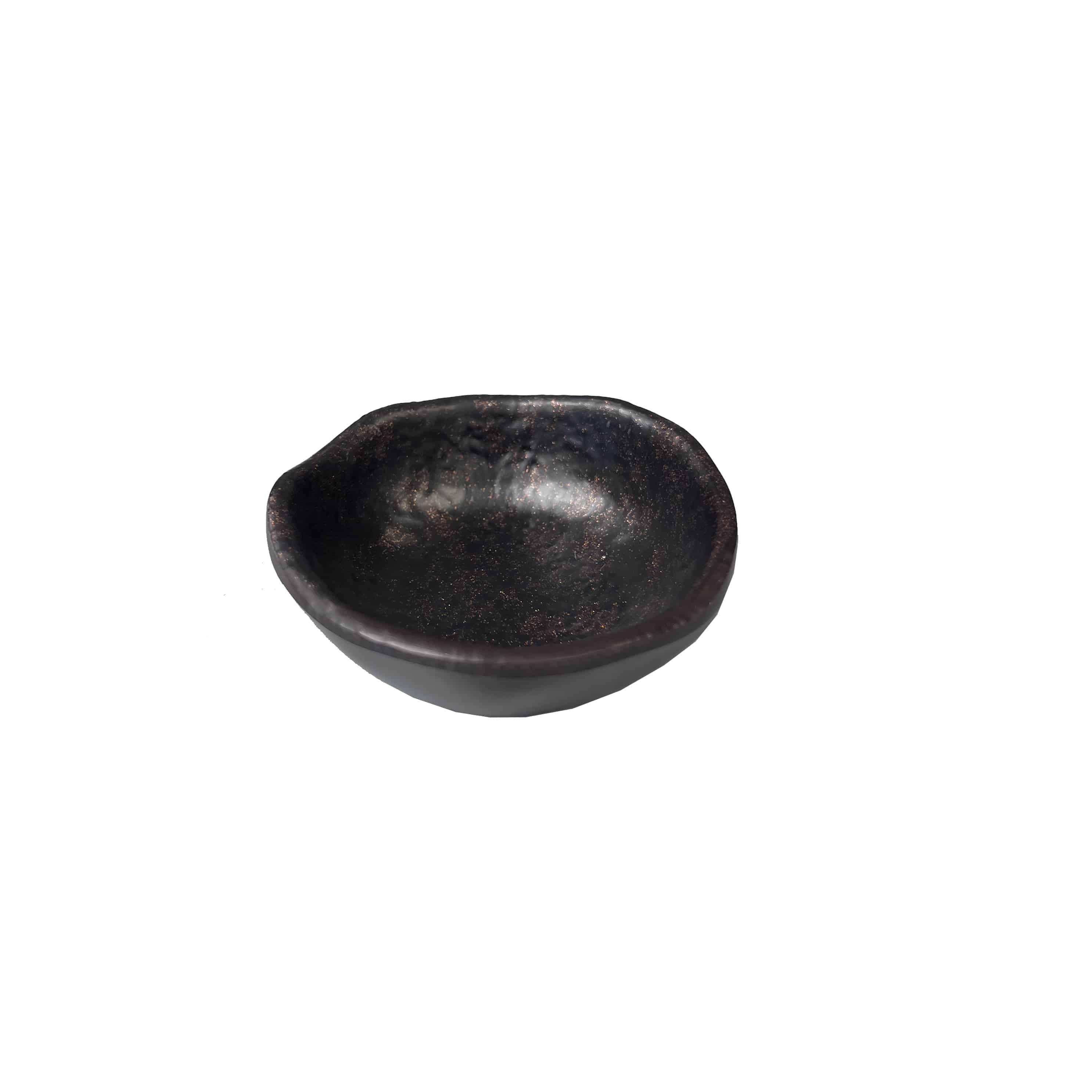 3.3" Dia Melamine Dark Brown Sauce Dish with Golden Dots (YJXP-026) - Chefcoca
