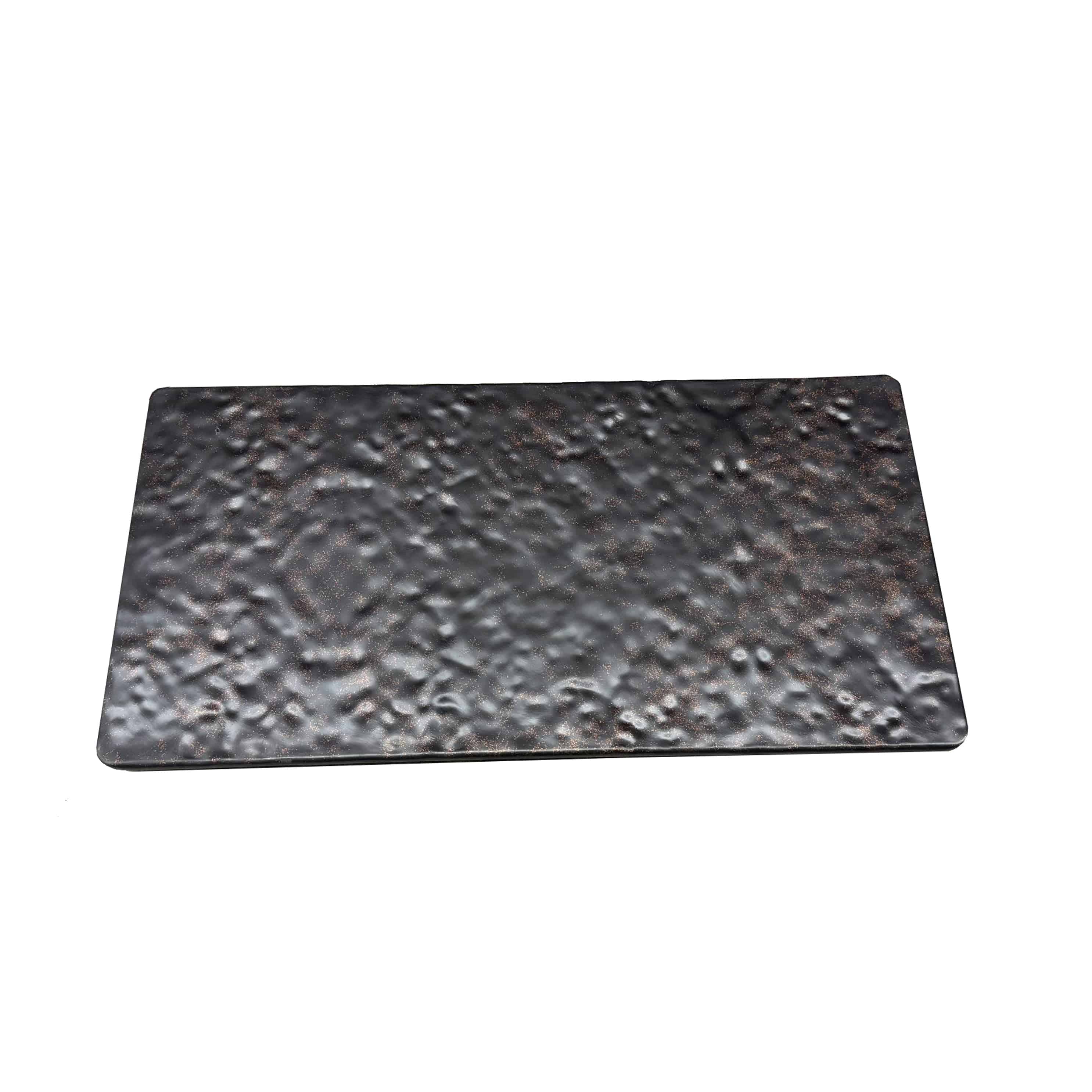 13.9"X7" Melamine Dark Brown Rectangular Plate with Golden Dots (YJXP-046) - Chefcoca