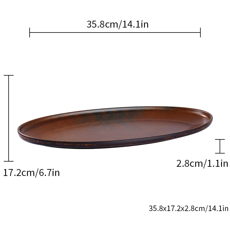 CHEFCO, YQ-007TC, 14.1" x 6.7" x1.1"H, Round Melamine Plate – Copper Finish