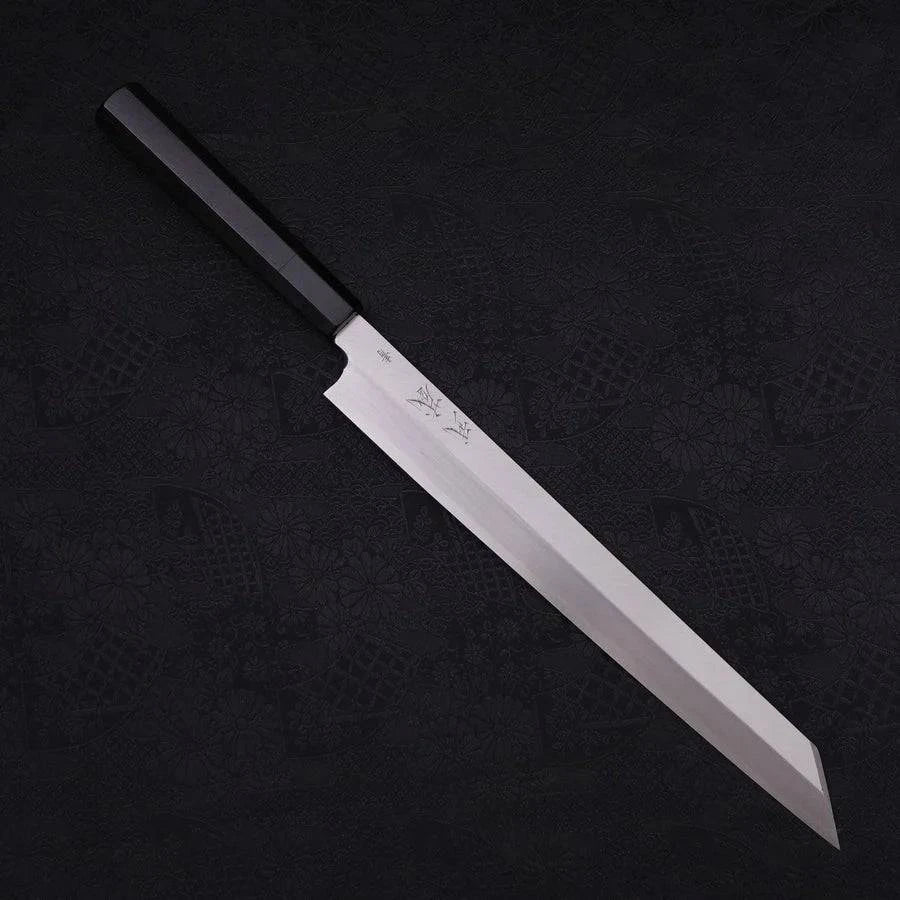 MUSASHI Yanagi Kiritsuke Blue steel #2 Kasumi Buffalo Ebony Handle 270mm (357-270) - Chefcoca