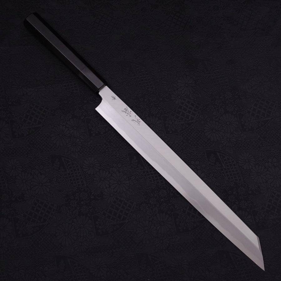 MUSASHI Yanagi Kiritsuke Blue steel #2 Kasumi Buffalo Ebony Handle 300mm (358-300) - Chefcoca