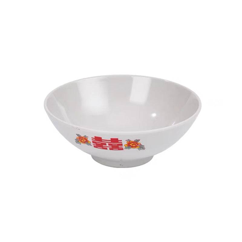 Round Light Grey Noodle Bowl with "XI" & Flowers Pattern - Chefcoca