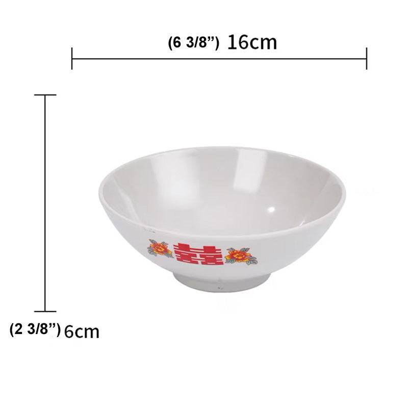 Round Light Grey Noodle Bowl with "XI" & Flowers Pattern - Chefcoca
