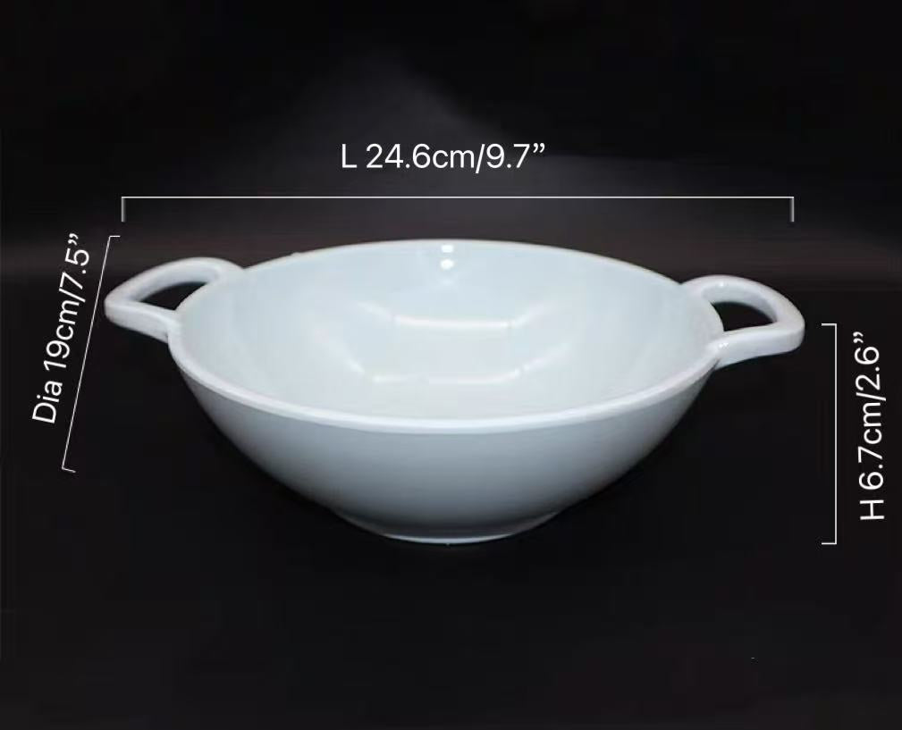 CHEFCO,WY0038-7.6, 7.5" Melamine Light Grey Round Bowl with Handle - Chefcoca