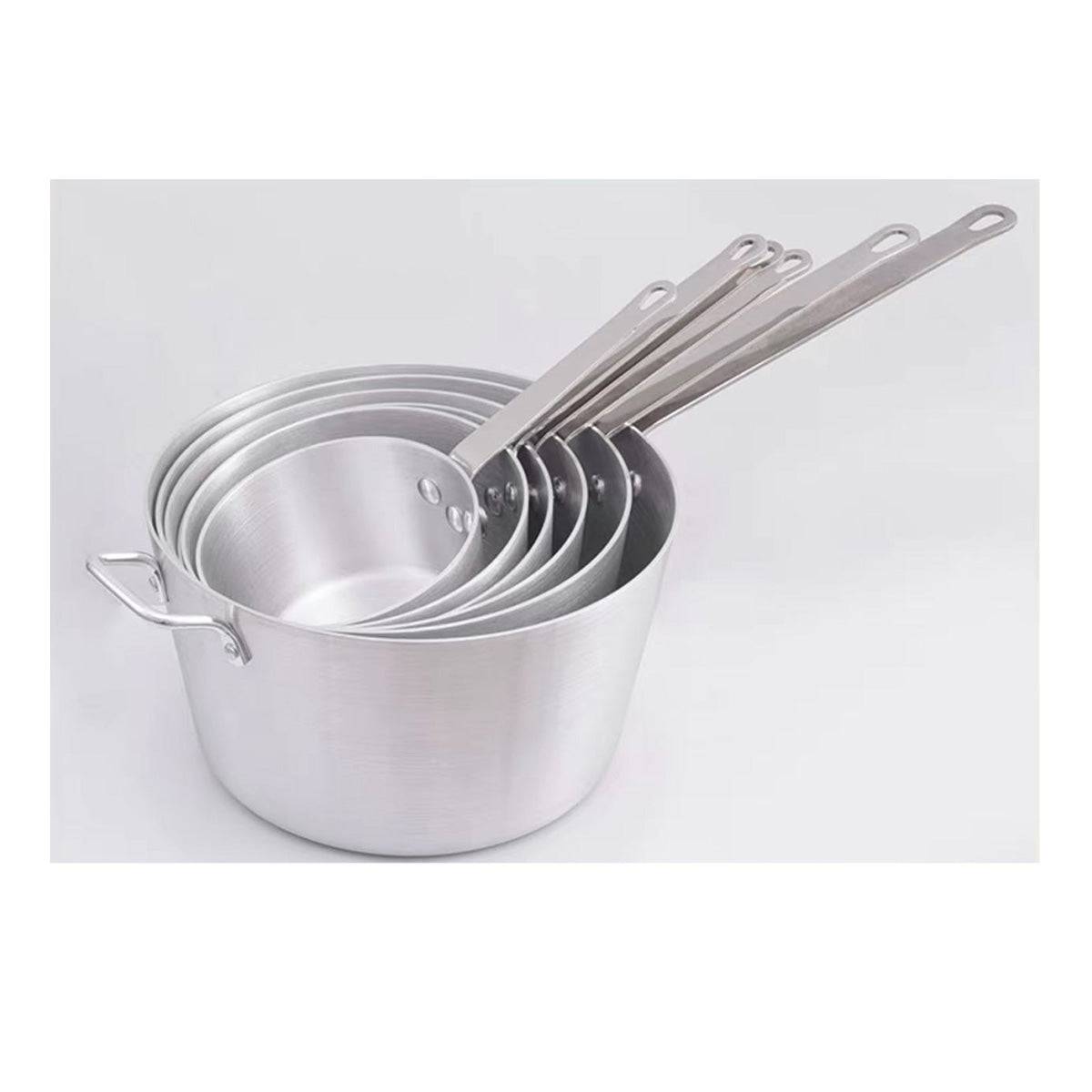 Heavy-Weight Tapered Aluminium Natural Finish Sauce Pan, 3mm Thickness - Chefcoca