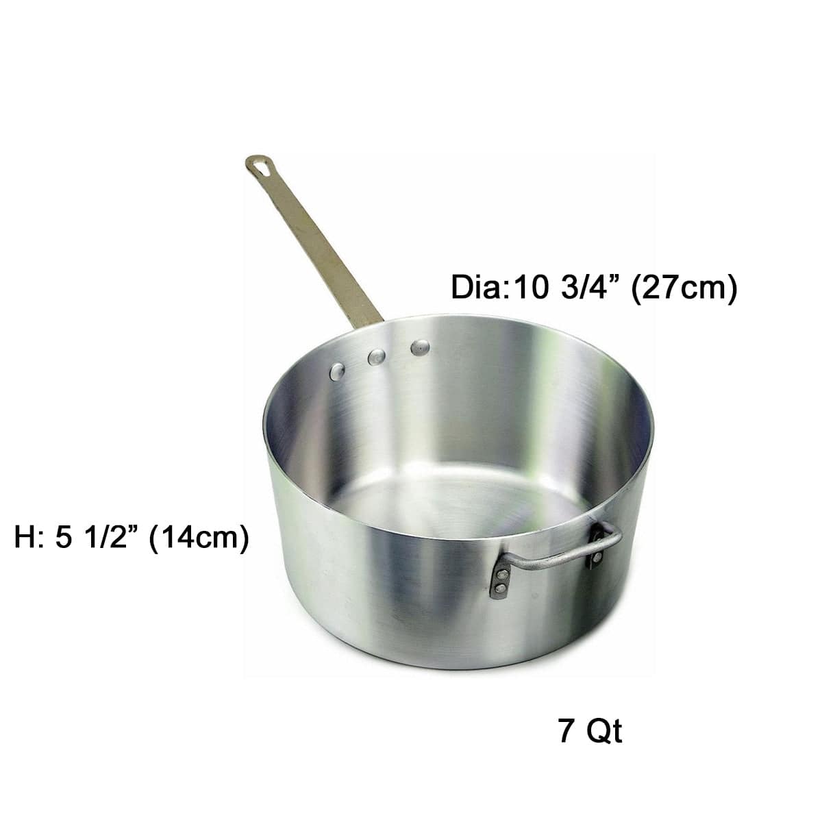 Heavy-Weight Tapered Aluminium Natural Finish Sauce Pan, 3mm Thickness - Chefcoca