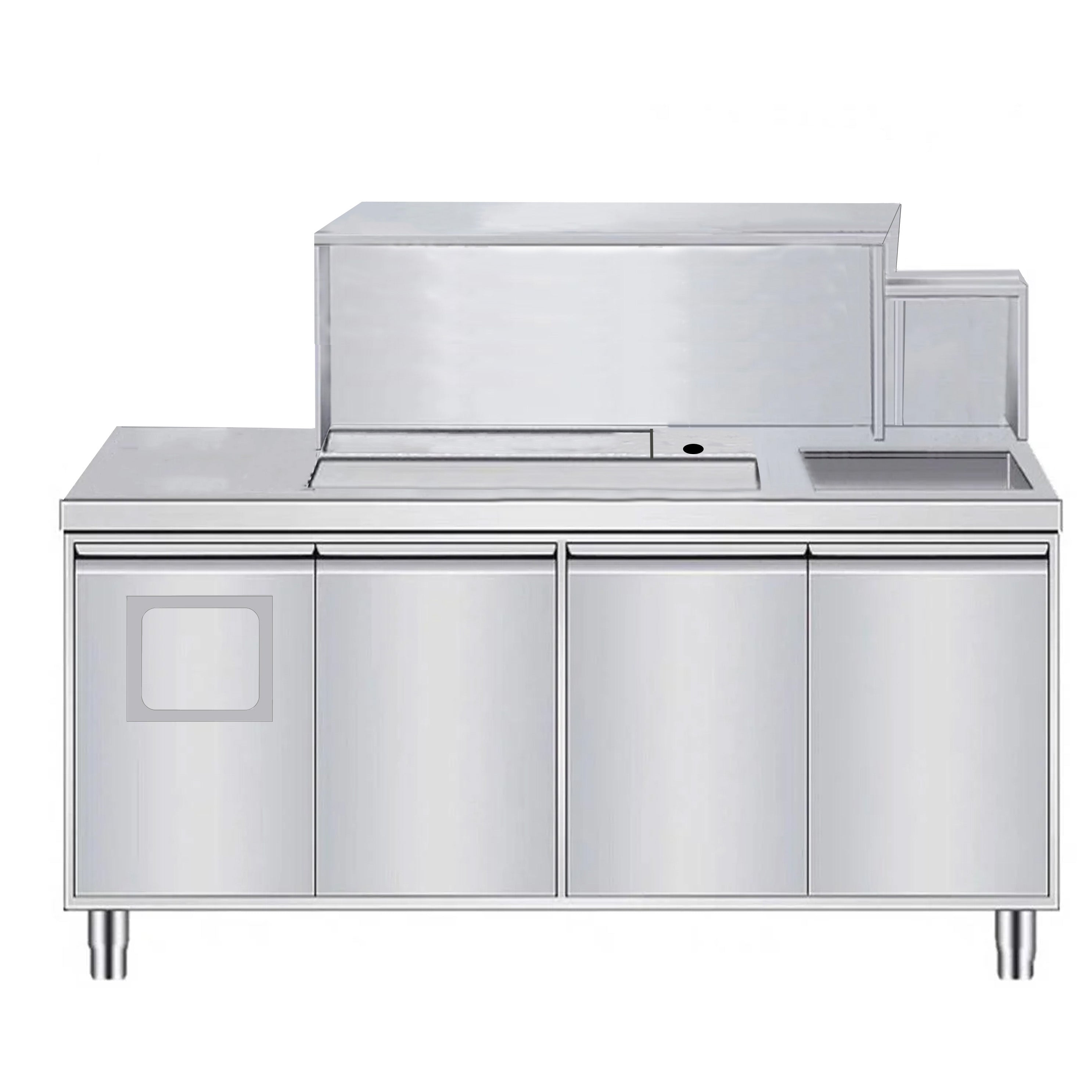 16-Gauge 304 Stainless Steel Bubble Tea Work Station, BTS-180-2 - Chefcoca