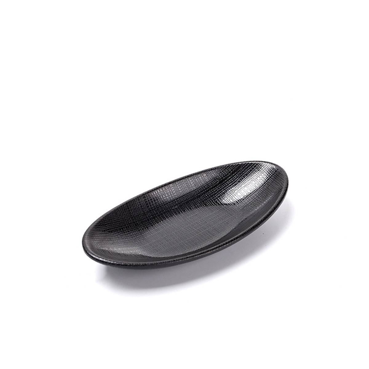 Melamine black Oval Plate with Textured Pattern (BW-037, 038, 039) - Chefcoca