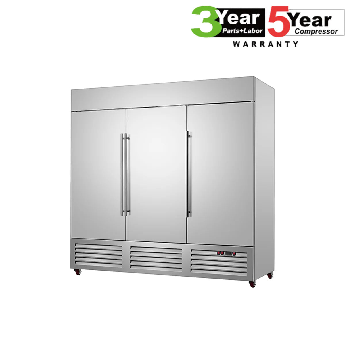 Sub-equip, 81" Triple Solid Door Bottom Mount Compressor Reach-in Freezer - Chefcoca