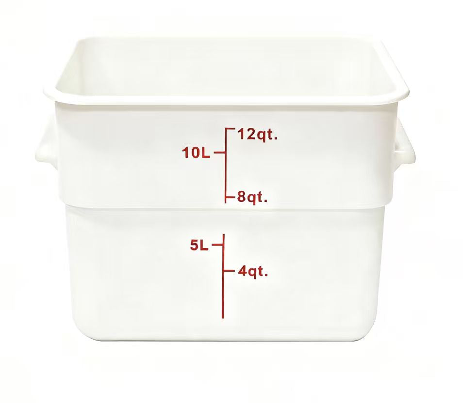 Sub-equp, PSC-12QT, 12 Quart Polycarbonate Square Food Storage Container, White - Chefcoca