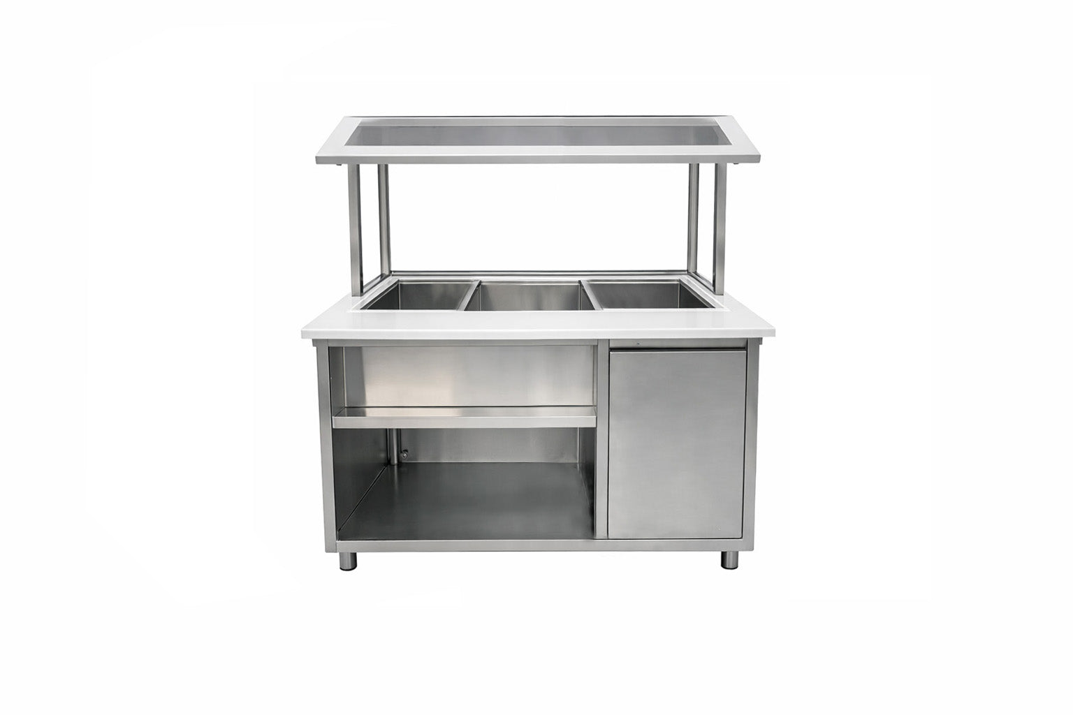 Turbo Range, HT-45.3IN-3P, 46" Electric marble countertop Hot Table with 3 Wells & ultra clear glass - Chefcoca