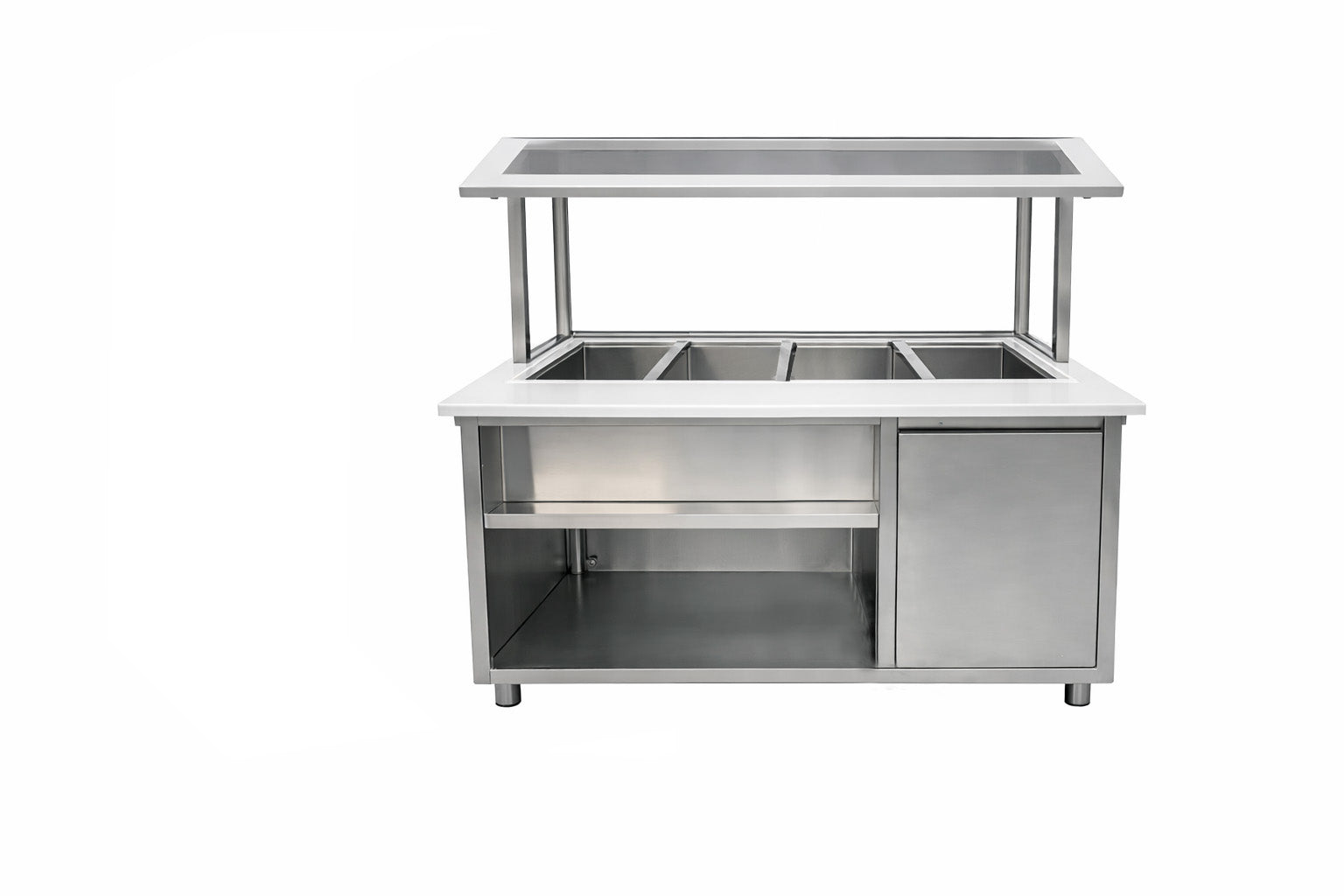 Turbo Range, HT-58.5IN-4P, 59"Electric marble countertop Hot Table with 4 Wells & ultra clear glass - Chefcoca