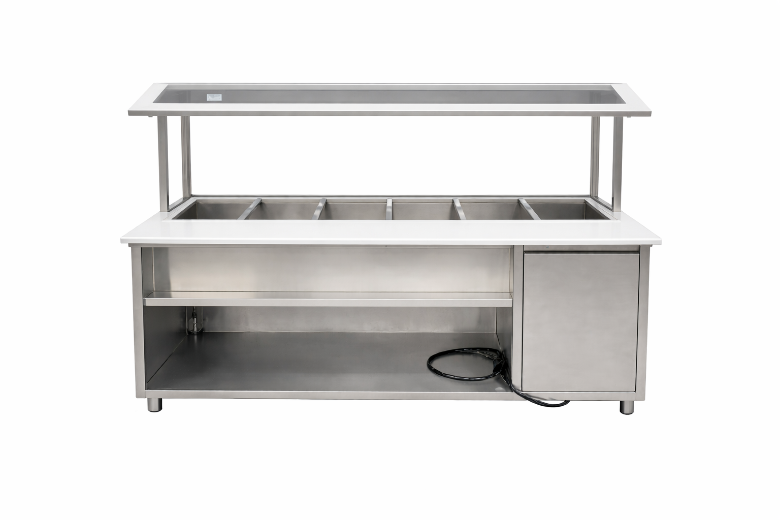 Turbo Range, HT-85IN-6P, 85"Electric marble countertop Hot Table with 6 Wells & ultra clear glass - Chefcoca