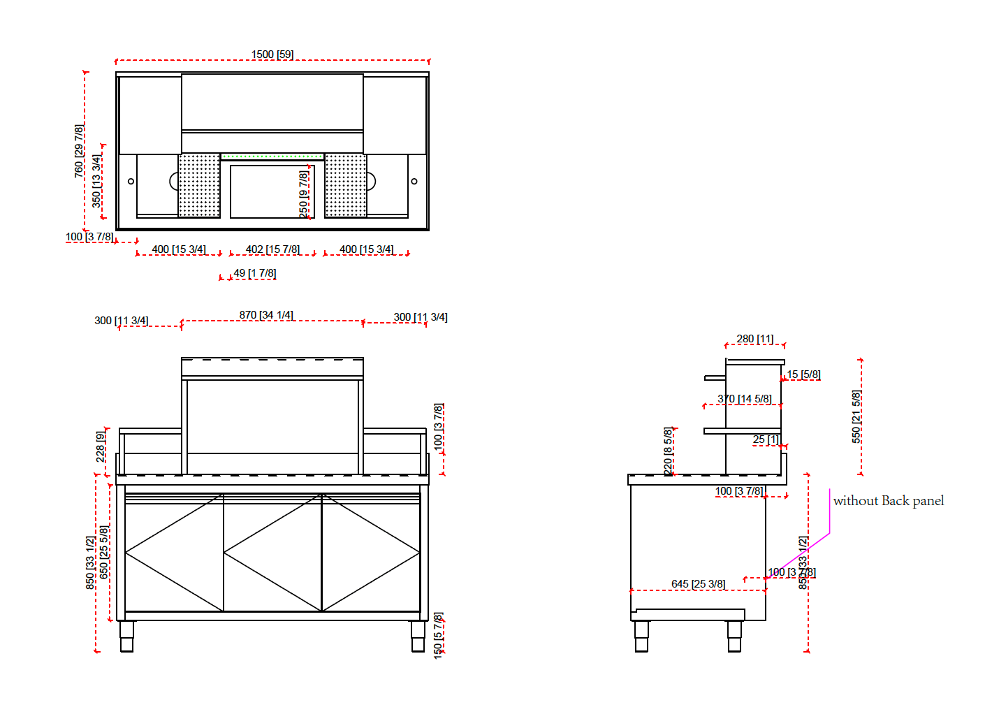 Chefco, 16-Gauge 304 Stainless Steel Bubble Tea Work Station, BTS-150 (59"x 29.92"D x 33.5" or 55.1"H) - Chefcoca