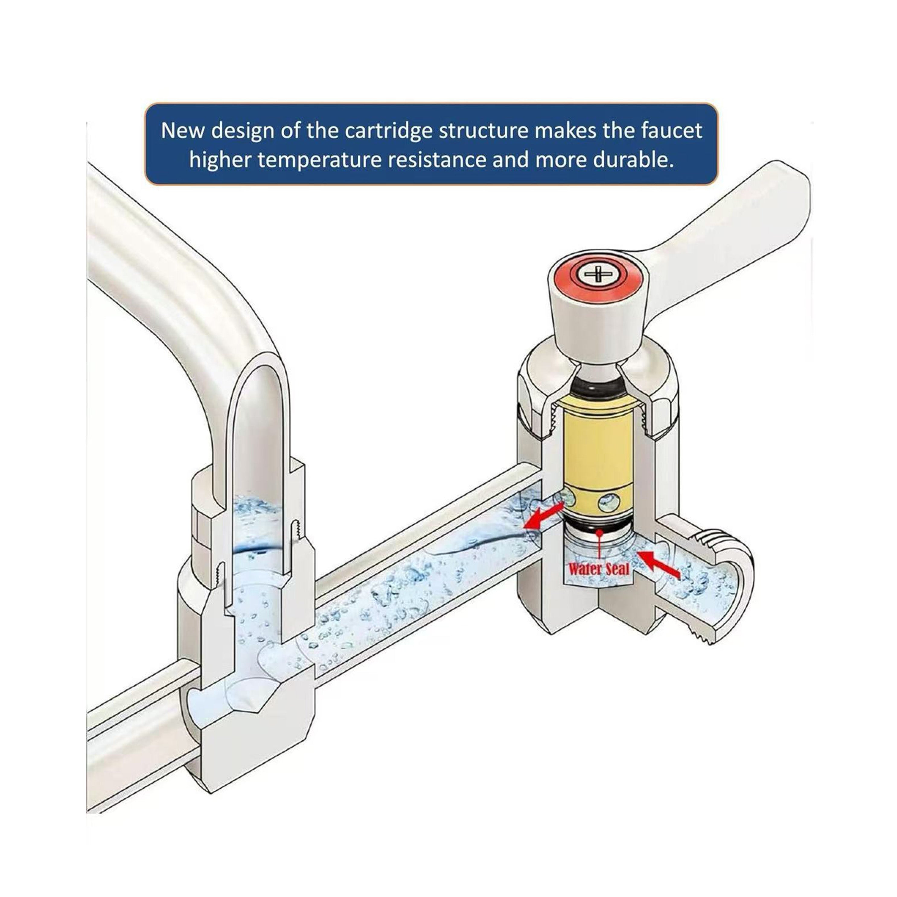 AA Faucet Single Wall Mount Commercial Manual Wok Range Faucet with 14" Swing Spout,All Stainless Steel Construction for Restaurant Kitchen NSF Approved - Chefcoca