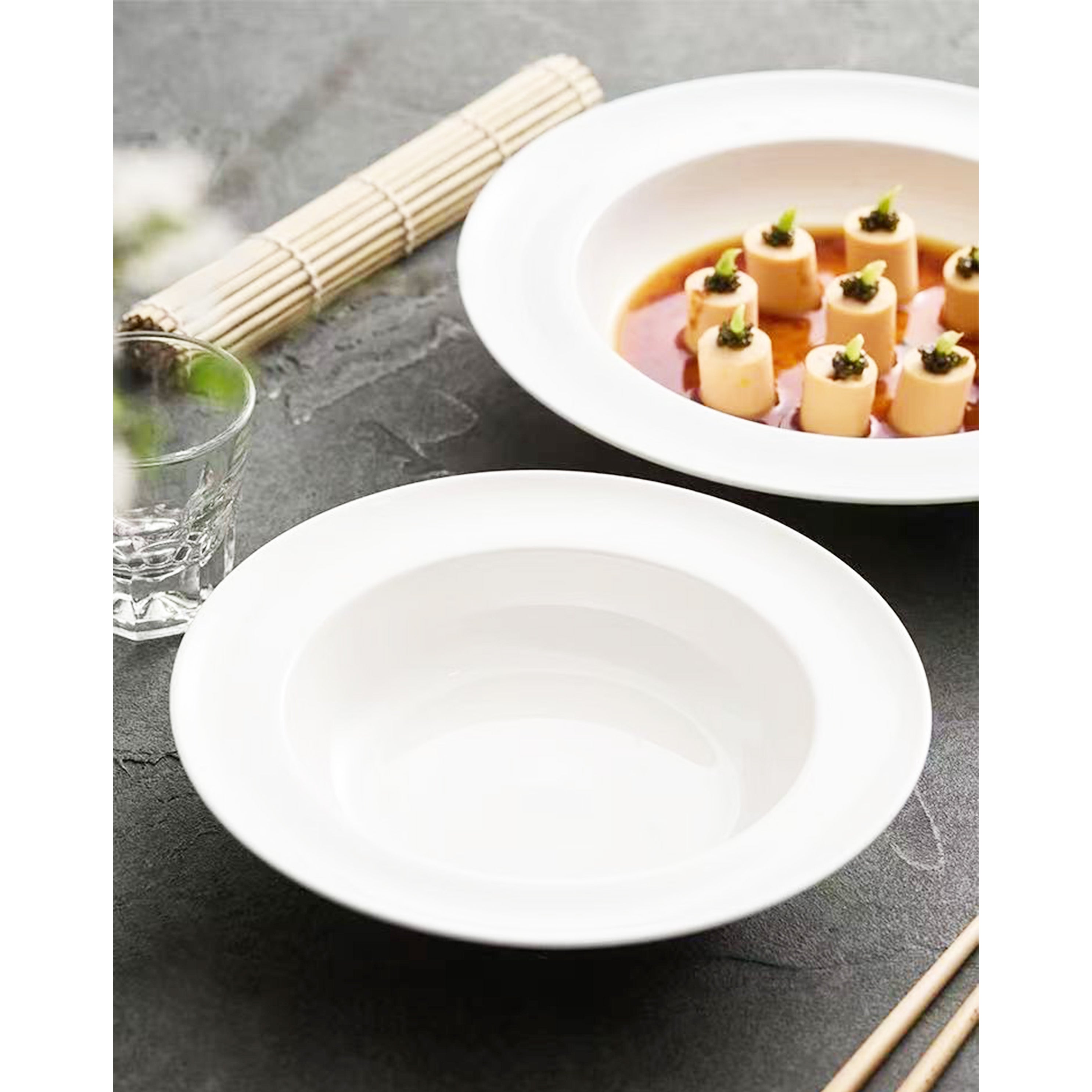 Chefco, 10" Round Wide Rim Plate- Ceramic, White (PT00110) - Chefcoca
