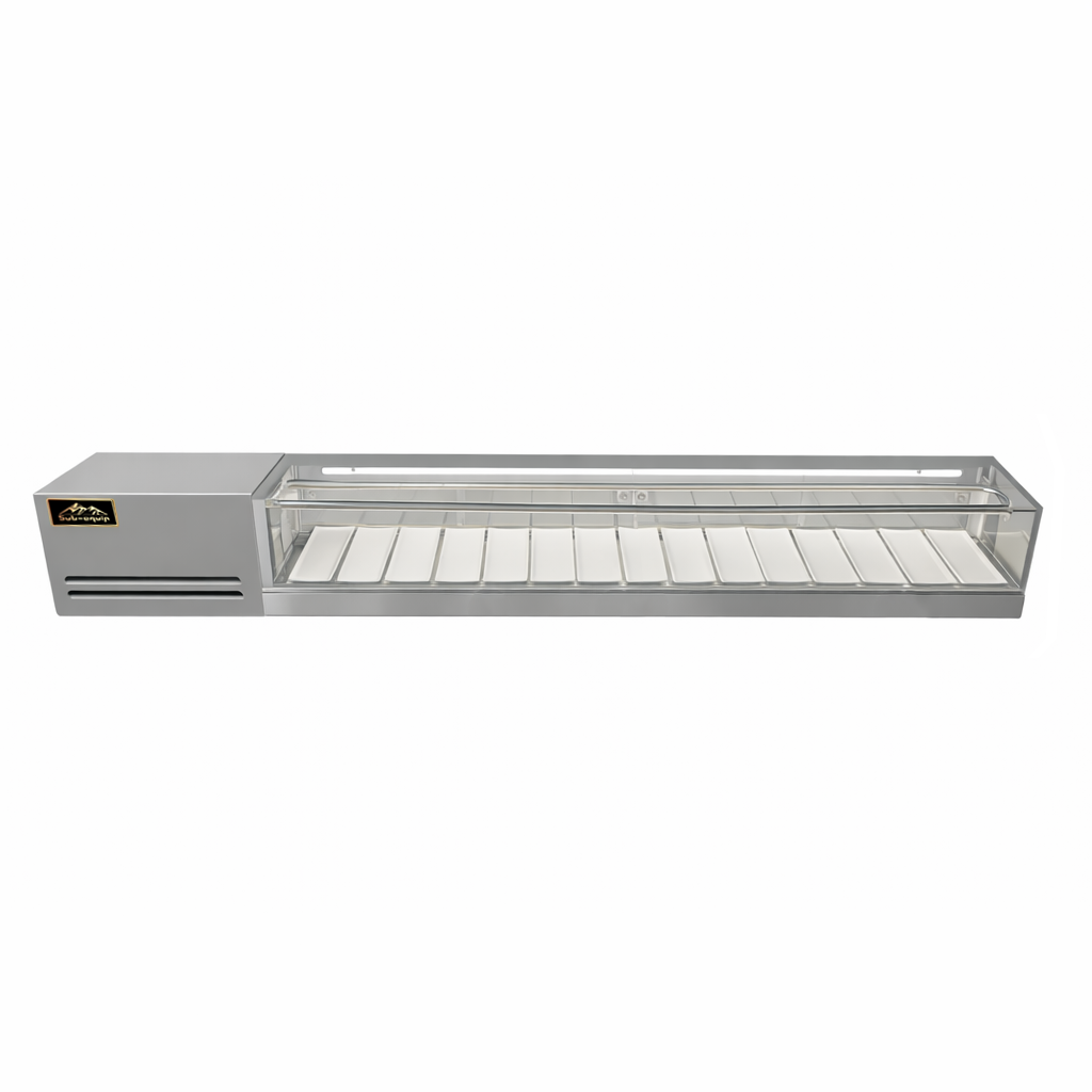 Sub-equip, SSC-213-L, Refrigerated Sushi Display Case, 84" - Left Side Compressor - Chefcoca