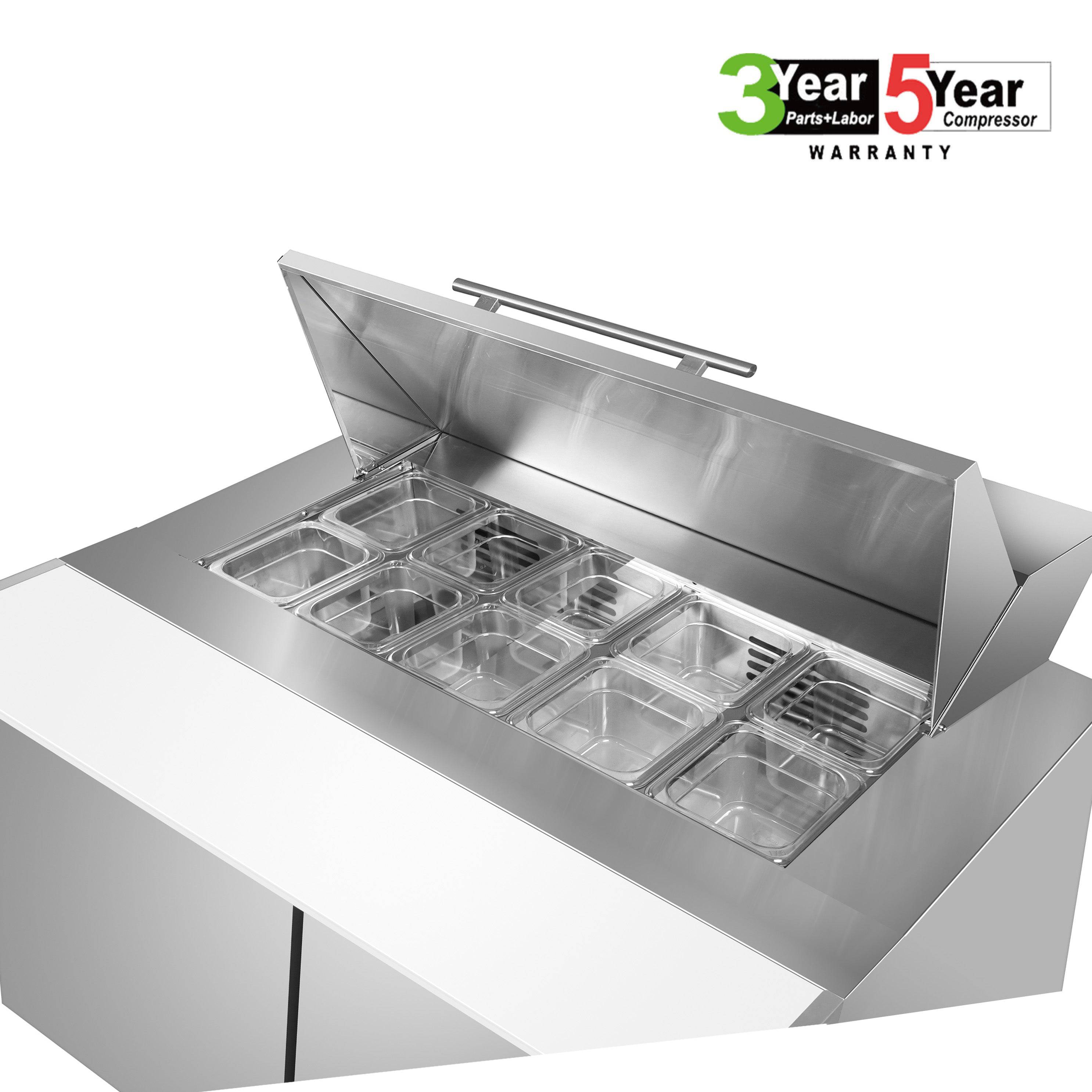 Sub-equip, 36" Salad and Sandwich Refrigerated Prep Table with 4 Doors - Chefcoca