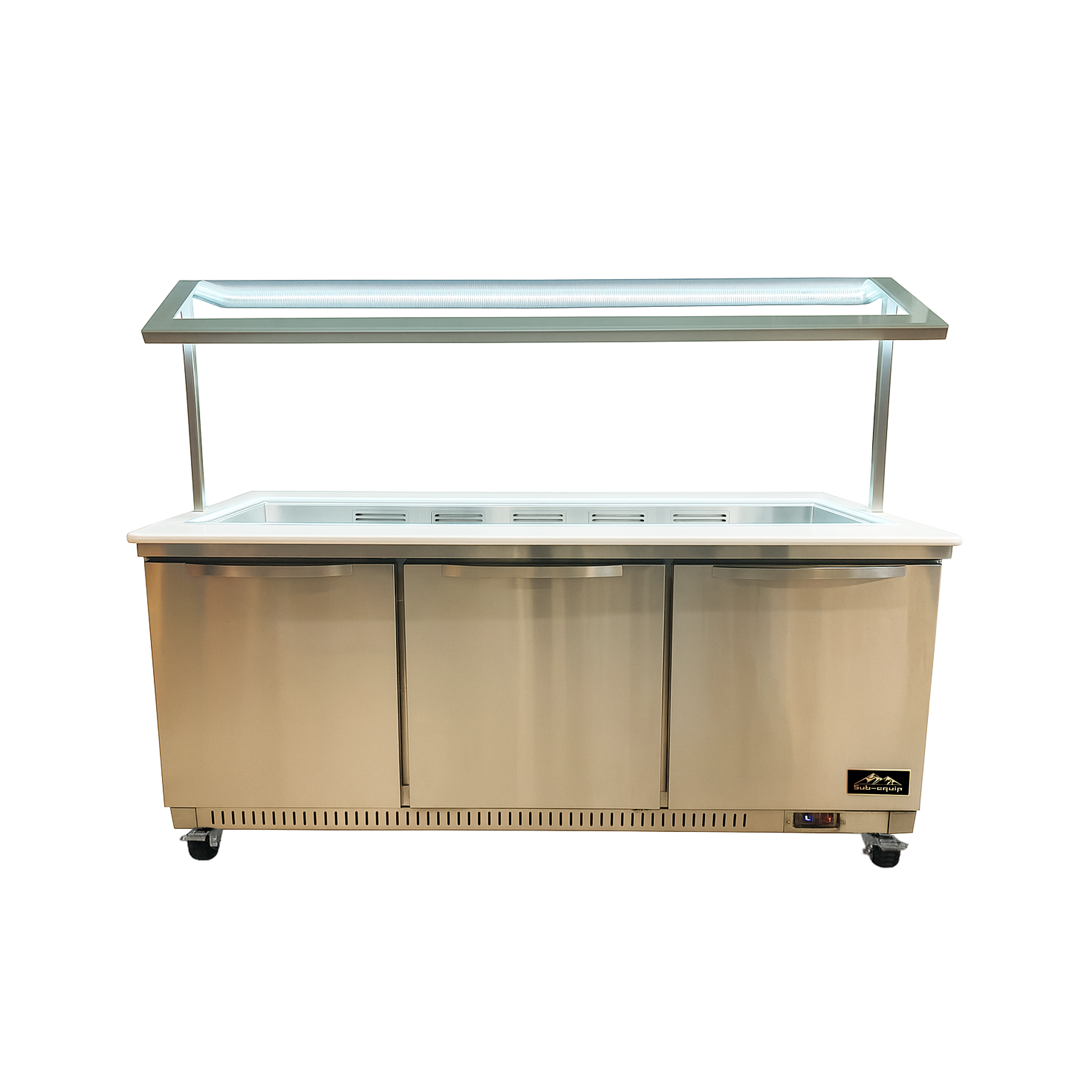 Sub-equip, CSSU-72M-BM, 72" salad and sandwich Prep Table with Glass Shield, marble countertop