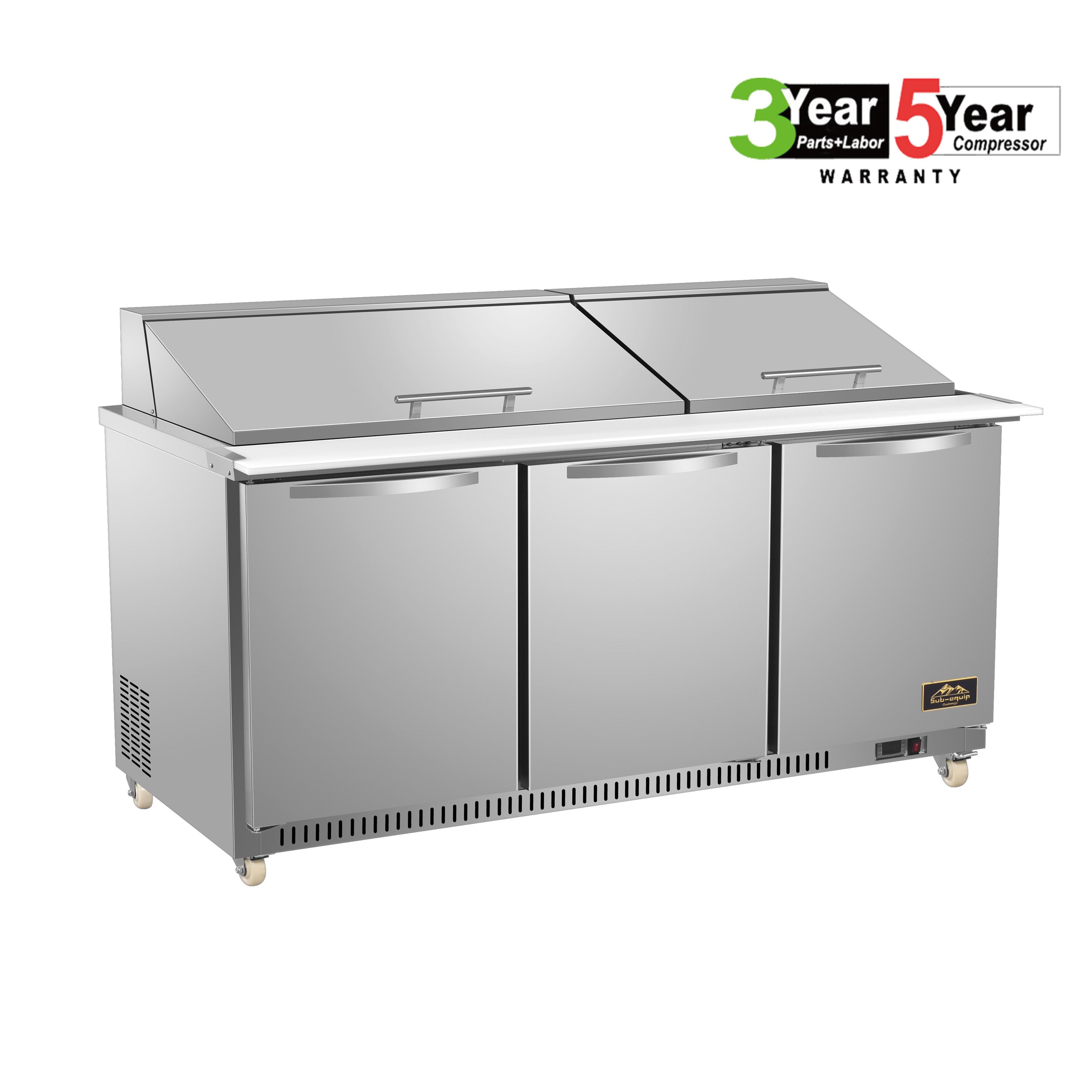 Sub-equip 72", 3 doors Salad and Sandwich Refrigerated Prep Table - Chefcoca