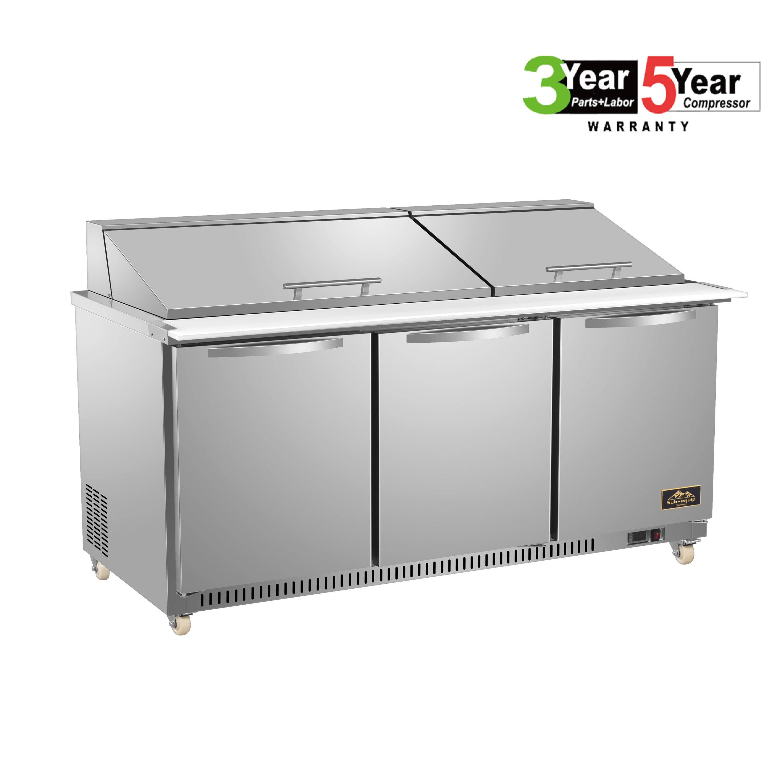 Sub-equip, 72" Mega Top Cooler Salad and Sandwich Prep Table - Chefcoca