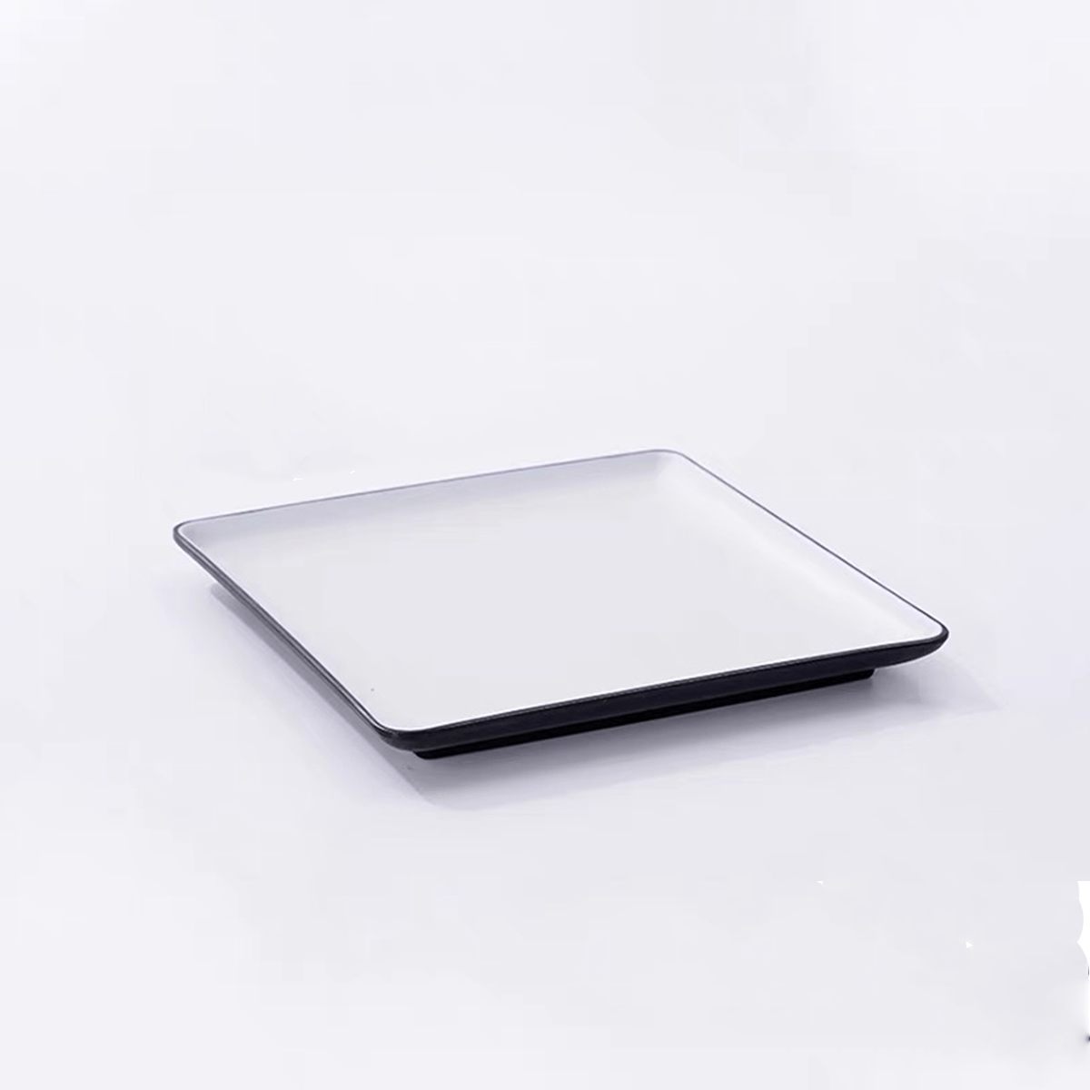 Rectangular Melamine Plate,Dark grey outer with white inner, Light Blue Dots pattern inner (CT-077) - Chefcoca
