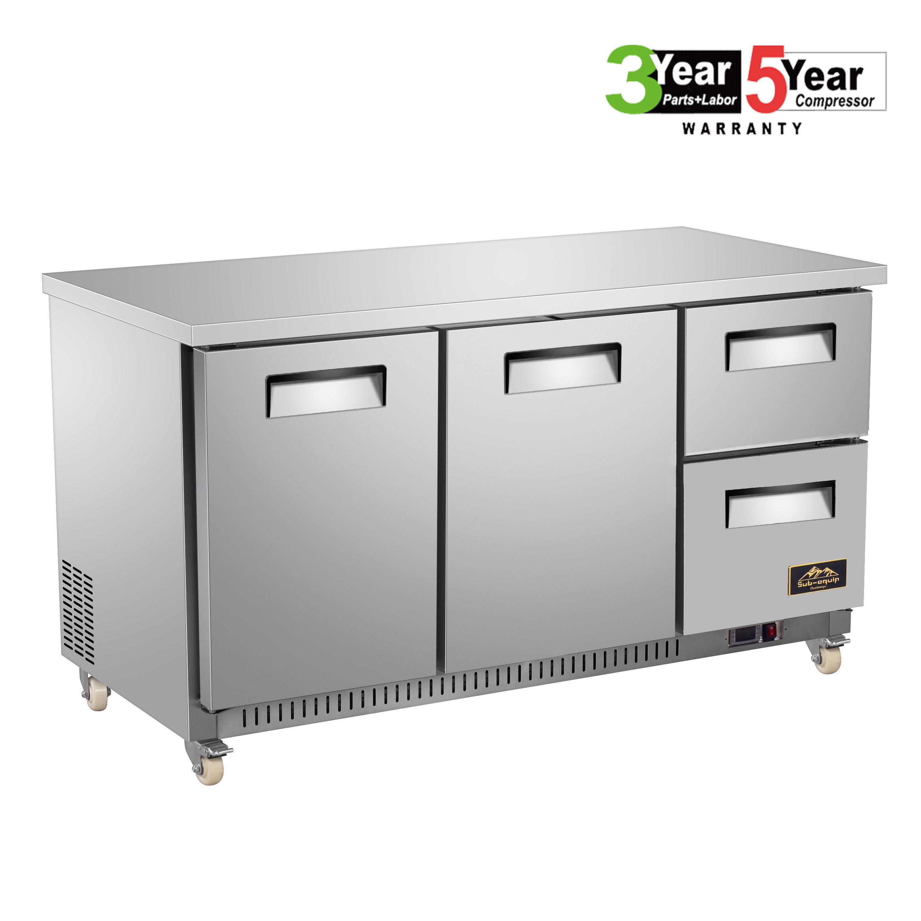 Sub-equip, 72" Under Counter Refrigerator/Cooler with 2 Drawers - Chefcoca