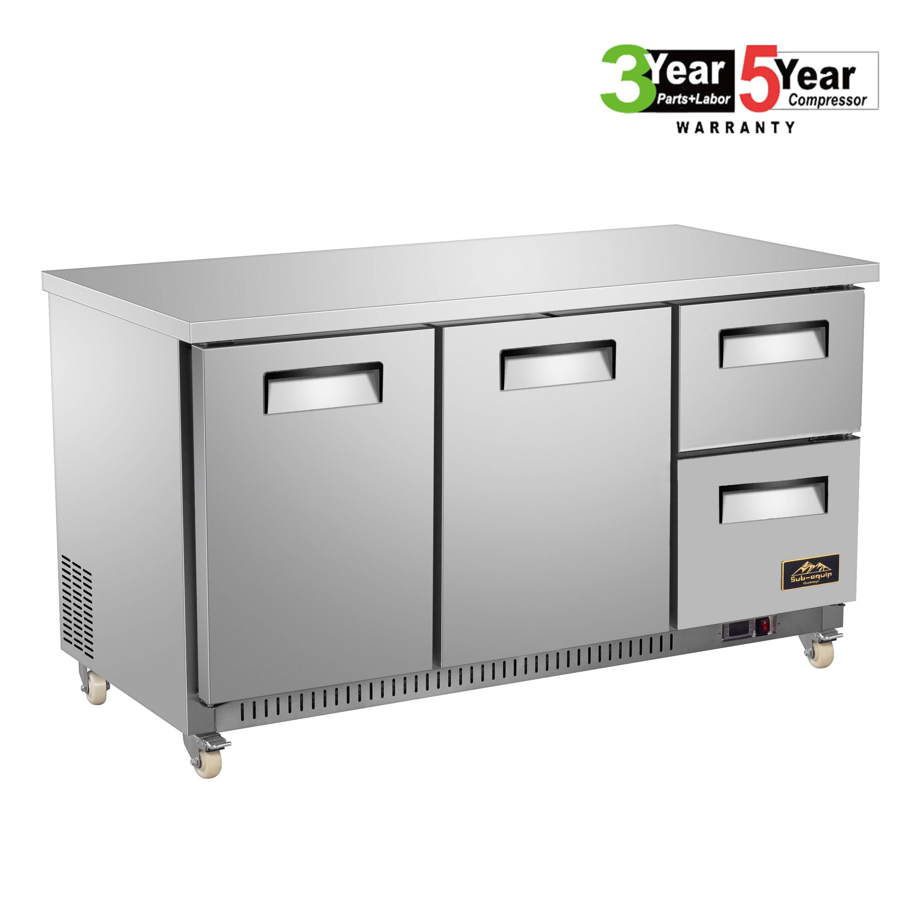 Sub-equip, 72" Undercounter Freezer with 2 Drawers - Chefcoca