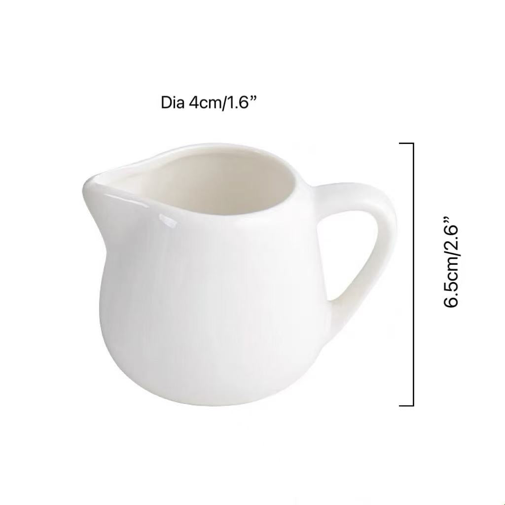 Chefco ,PT00191, 4.5oz Porcelain Creamer with Handle,Large,H 6.5cm/2.6" - Chefcoca