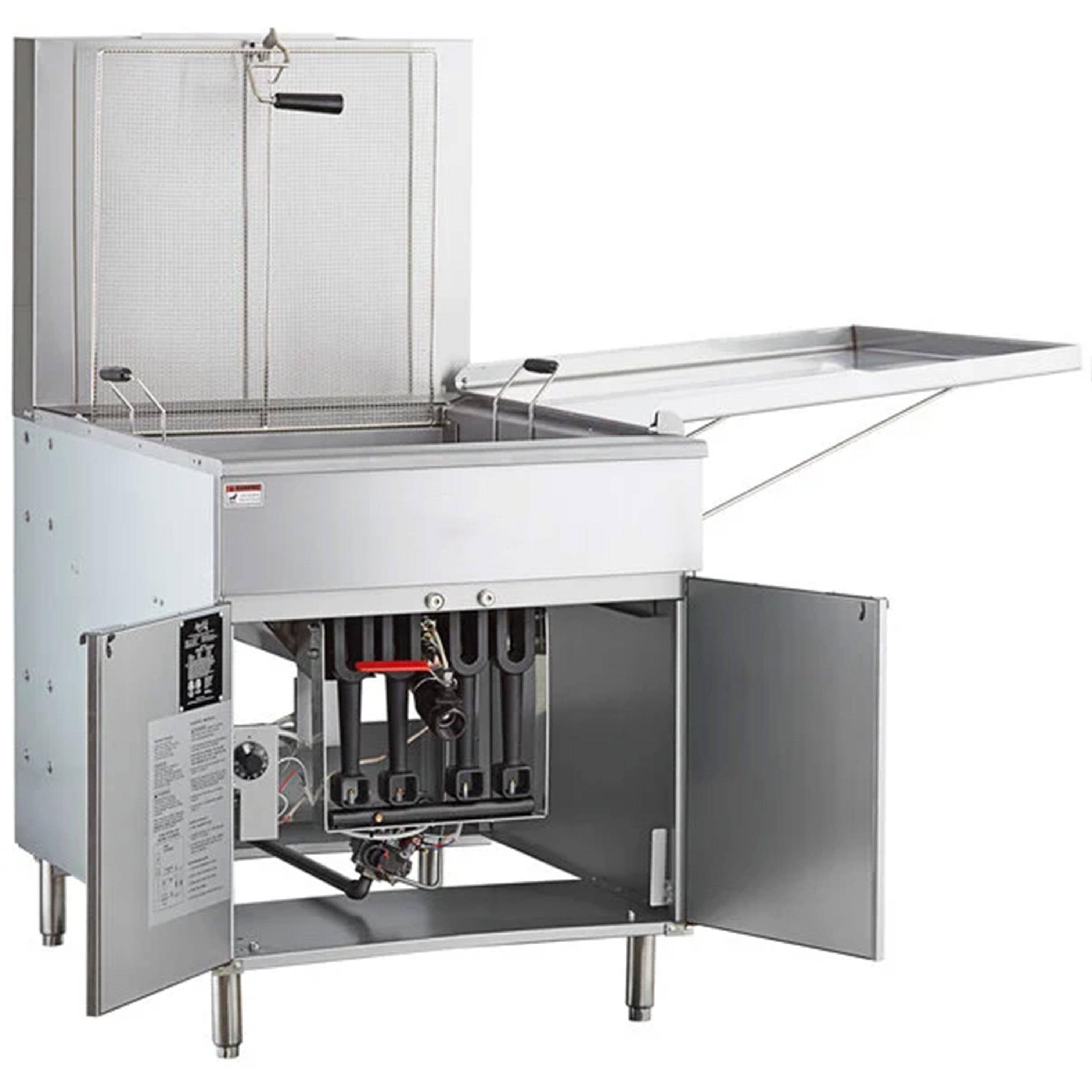 Turbo Range, Natural Gas 150-170 lb. Flat Bottom Funnel Cake / Donut Fryer - 120,000 BTU - Chefcoca