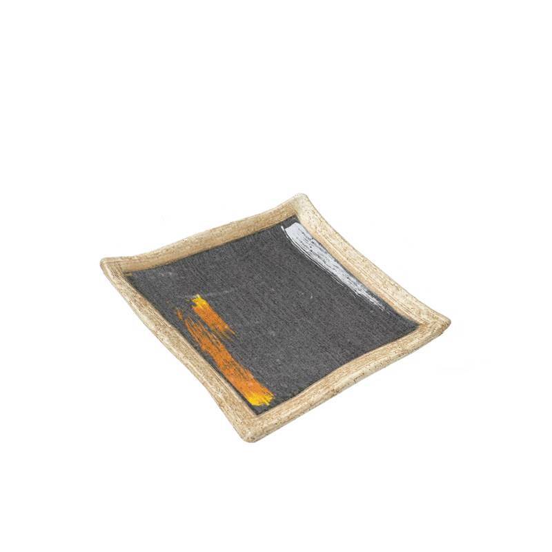 5" Melamine Square Plate with White & Golden Pattern (WT4414) - Chefcoca