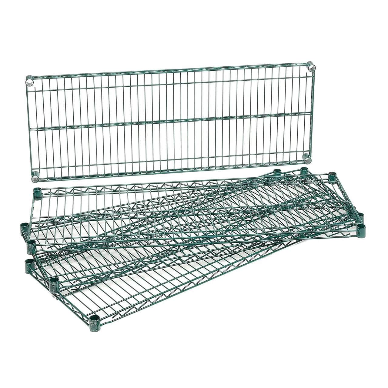 Green Epoxy Coated Wire Shelving 14" Width (2 Pieces, shelves only) - Chefcoca